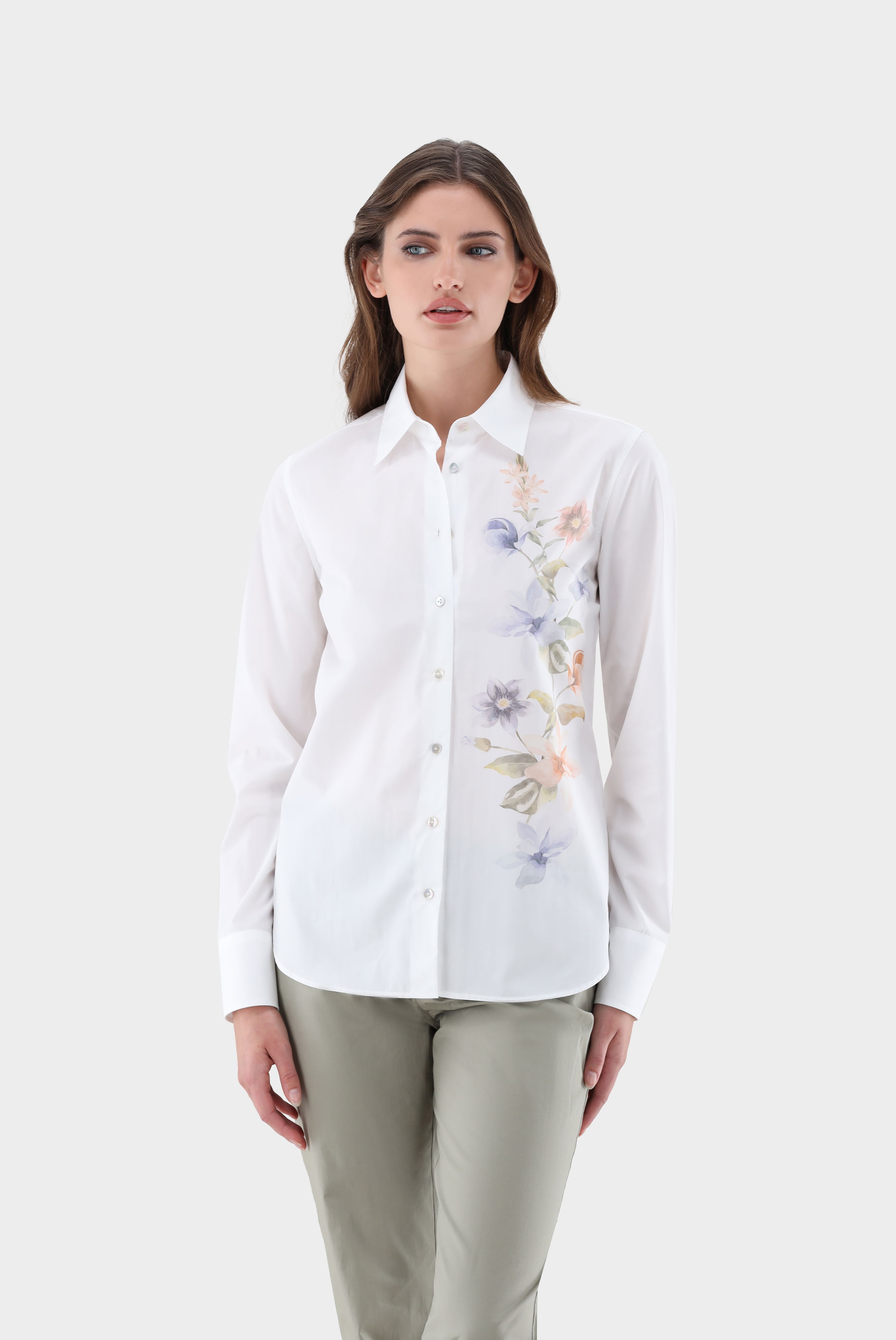 Hemdbluse mit platziertem Blumendruck