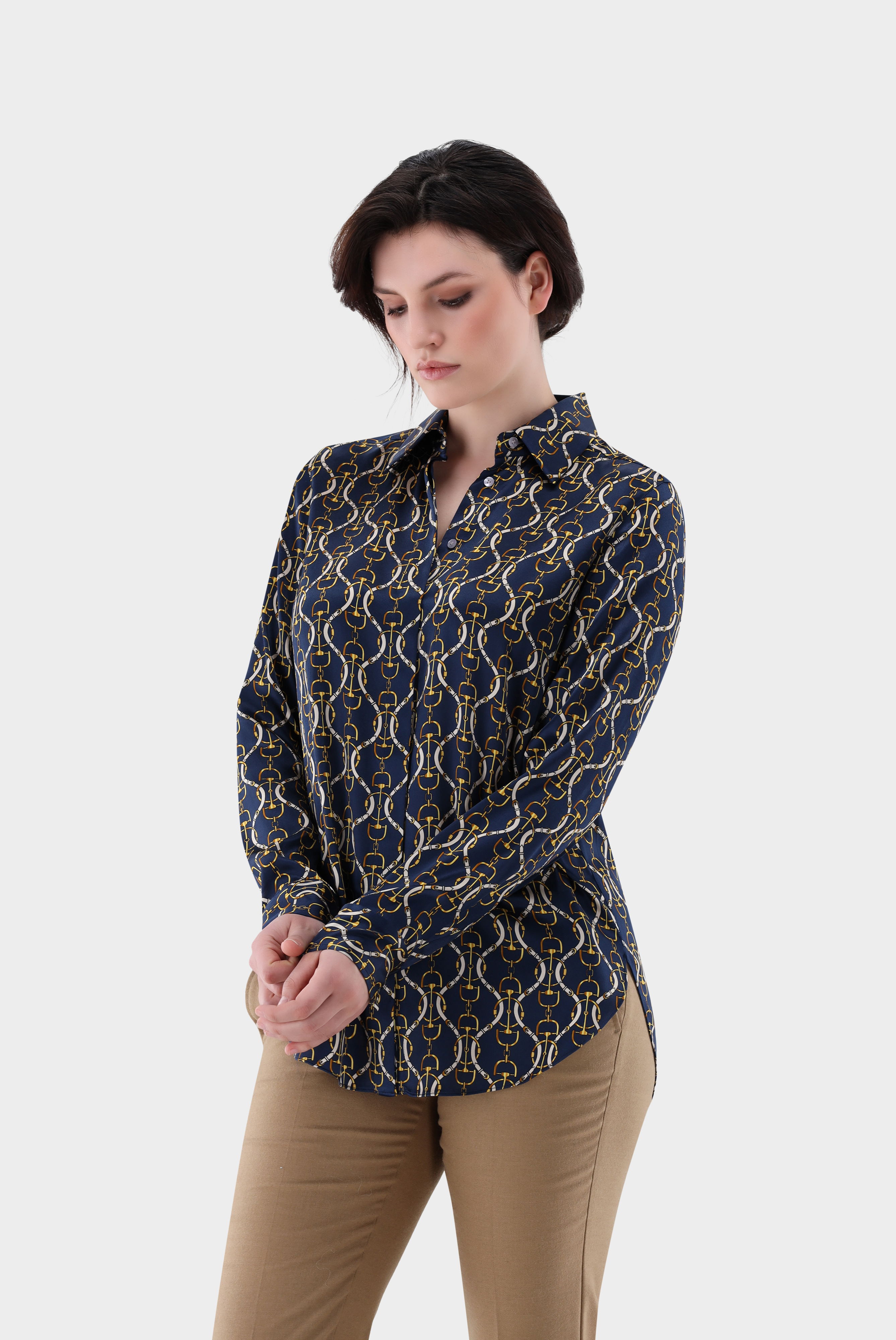 Loose fit shirt in Silk-Stretch with print