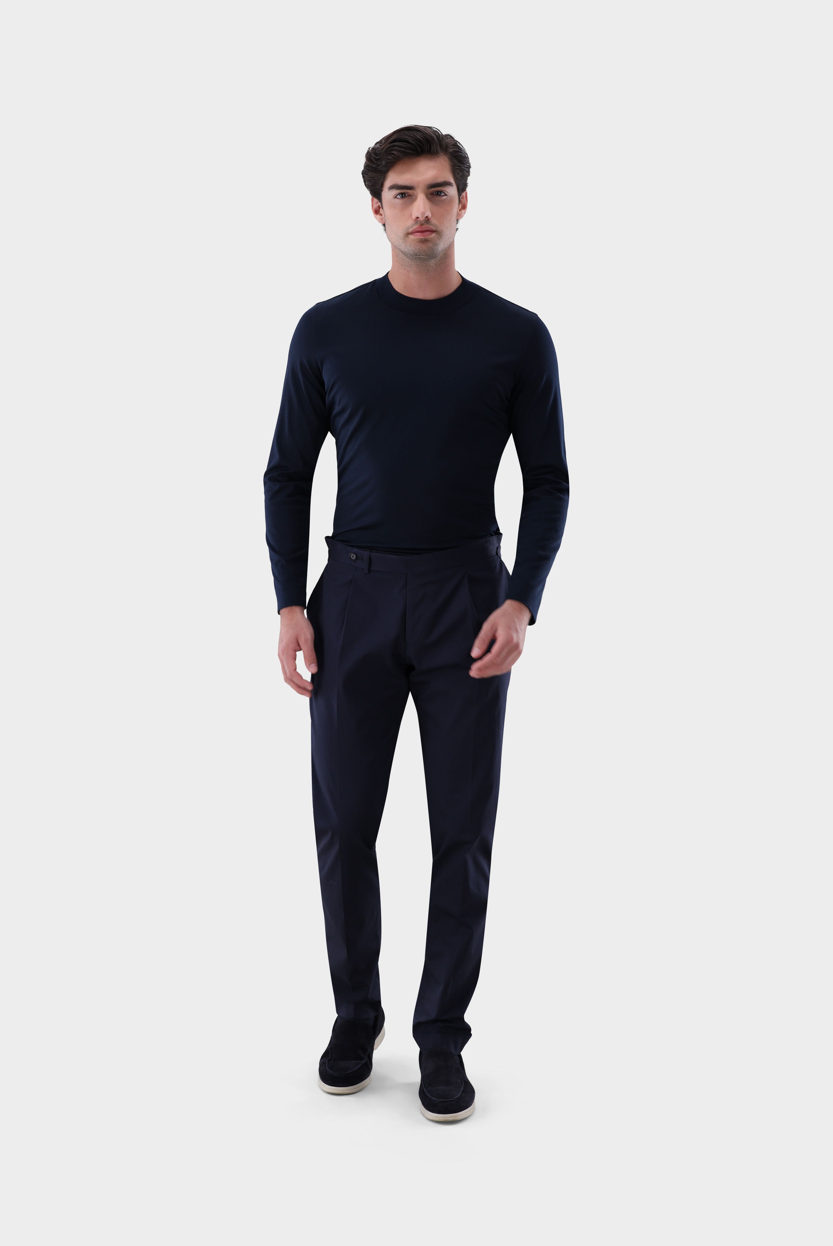 Stehkragenshirt aus Swiss Cotton günstig online kaufen