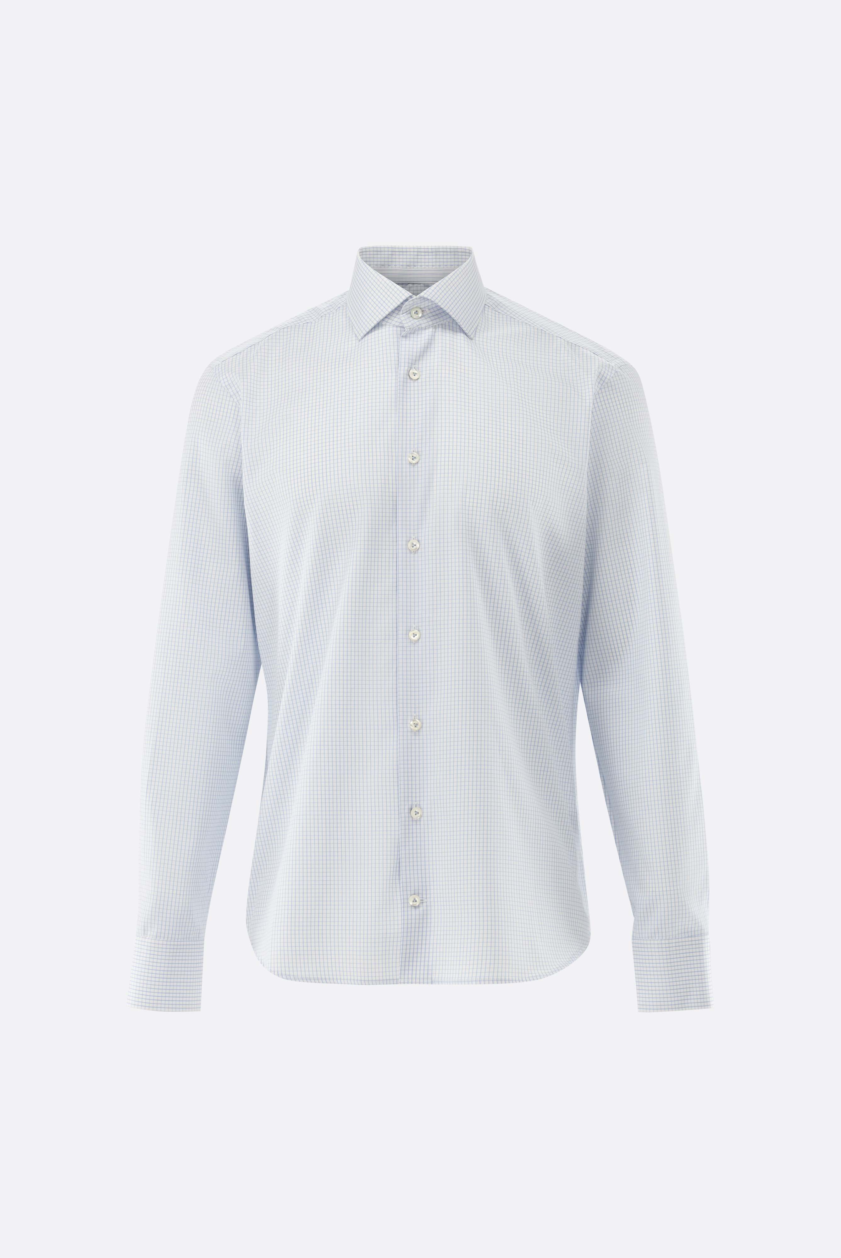 Checked Dobby Shirt with Shark Collar