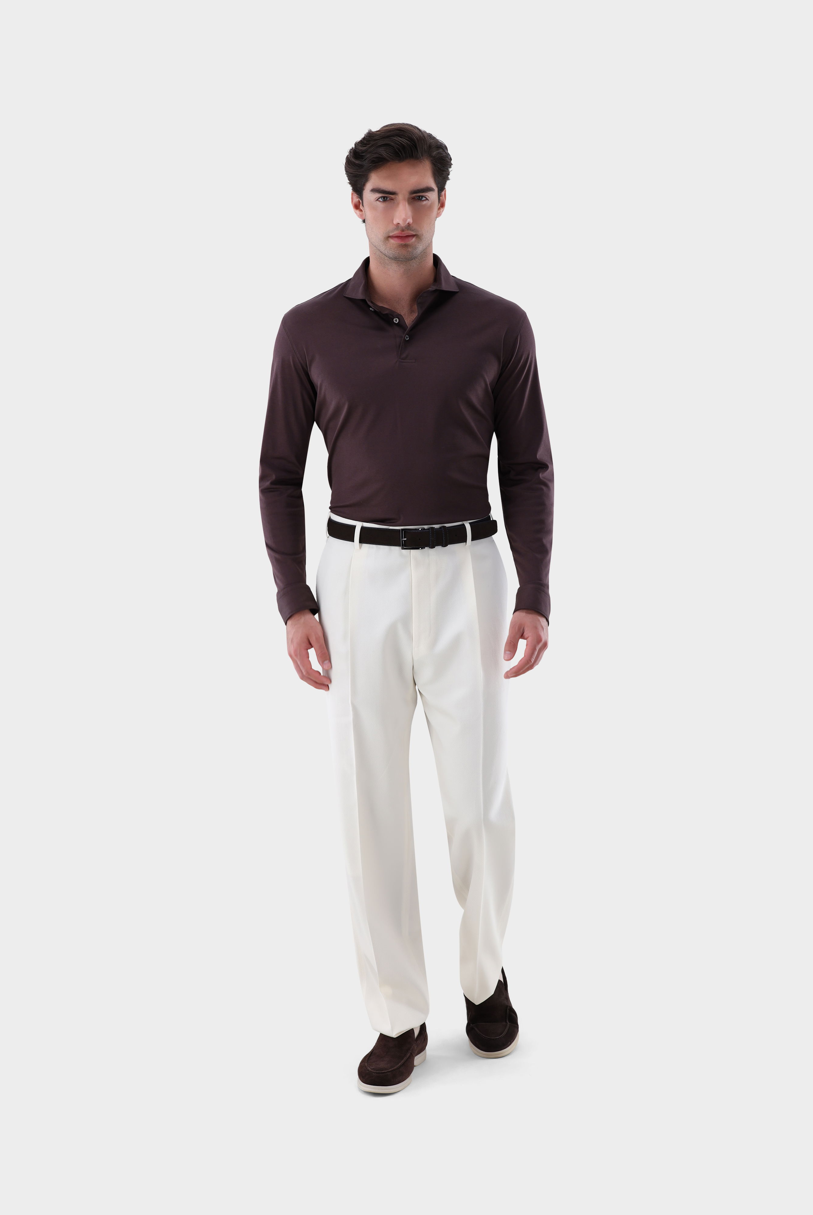 Poloshirt langarm aus Swiss Cotton Jersey günstig online kaufen