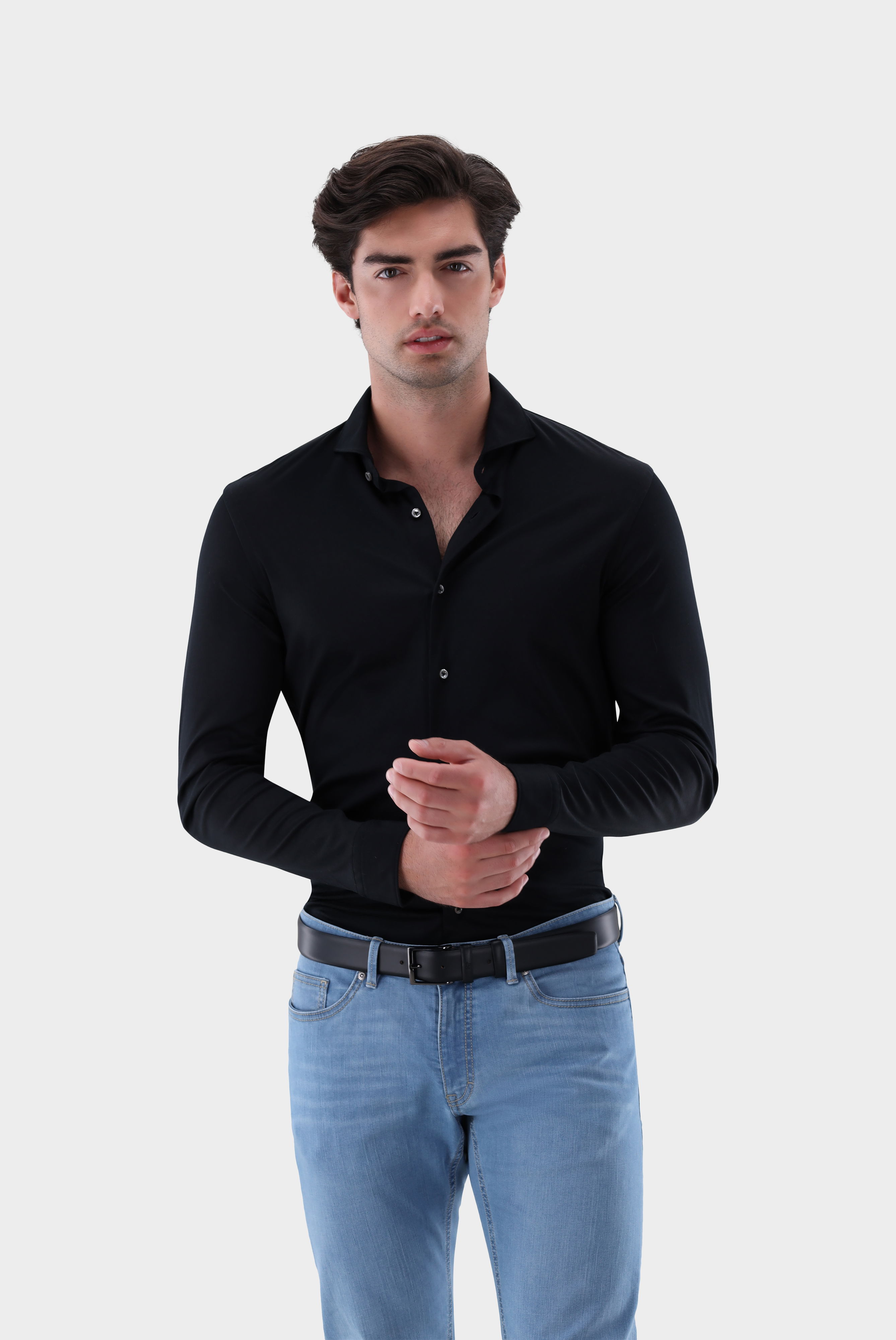 Jerseyhemd aus Schweizer Baumwolle Slim Fit