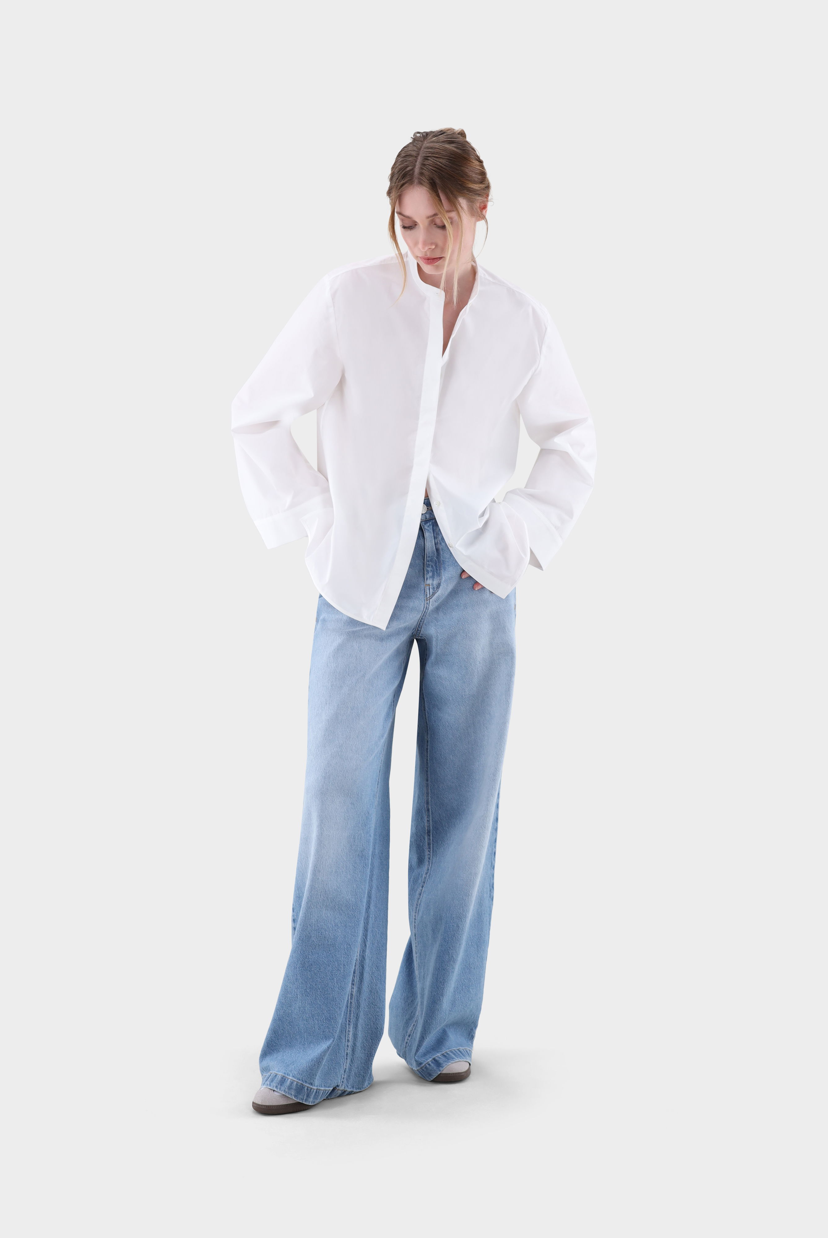 Bluse Oversized mit Stehkragen günstig online kaufen
