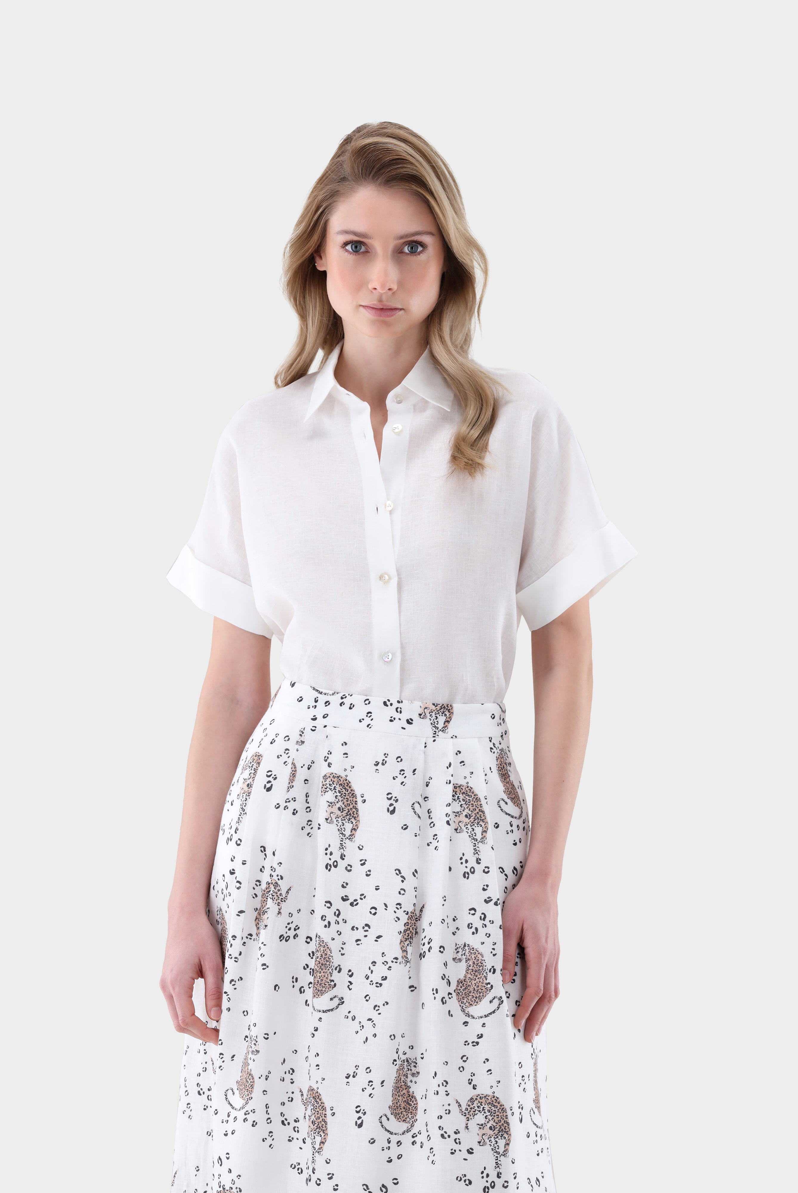 Hemdbluse kurzarm aus Leinen