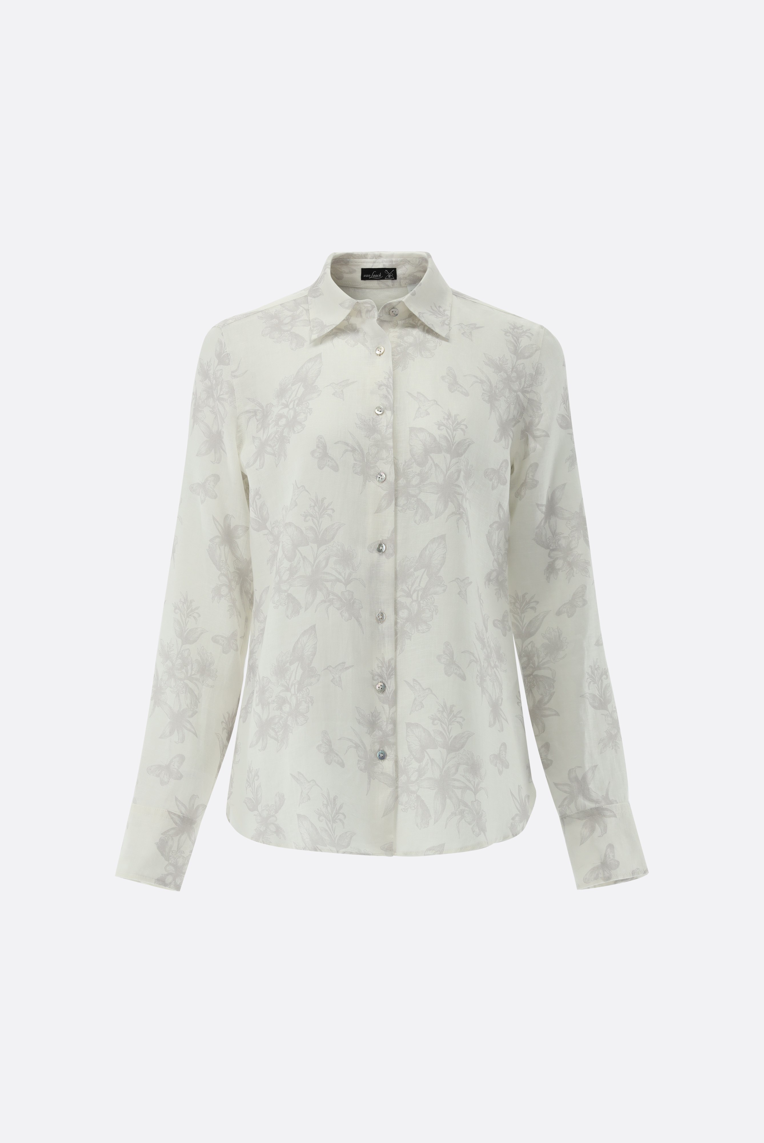 Linen Blouse with Butterfly Print