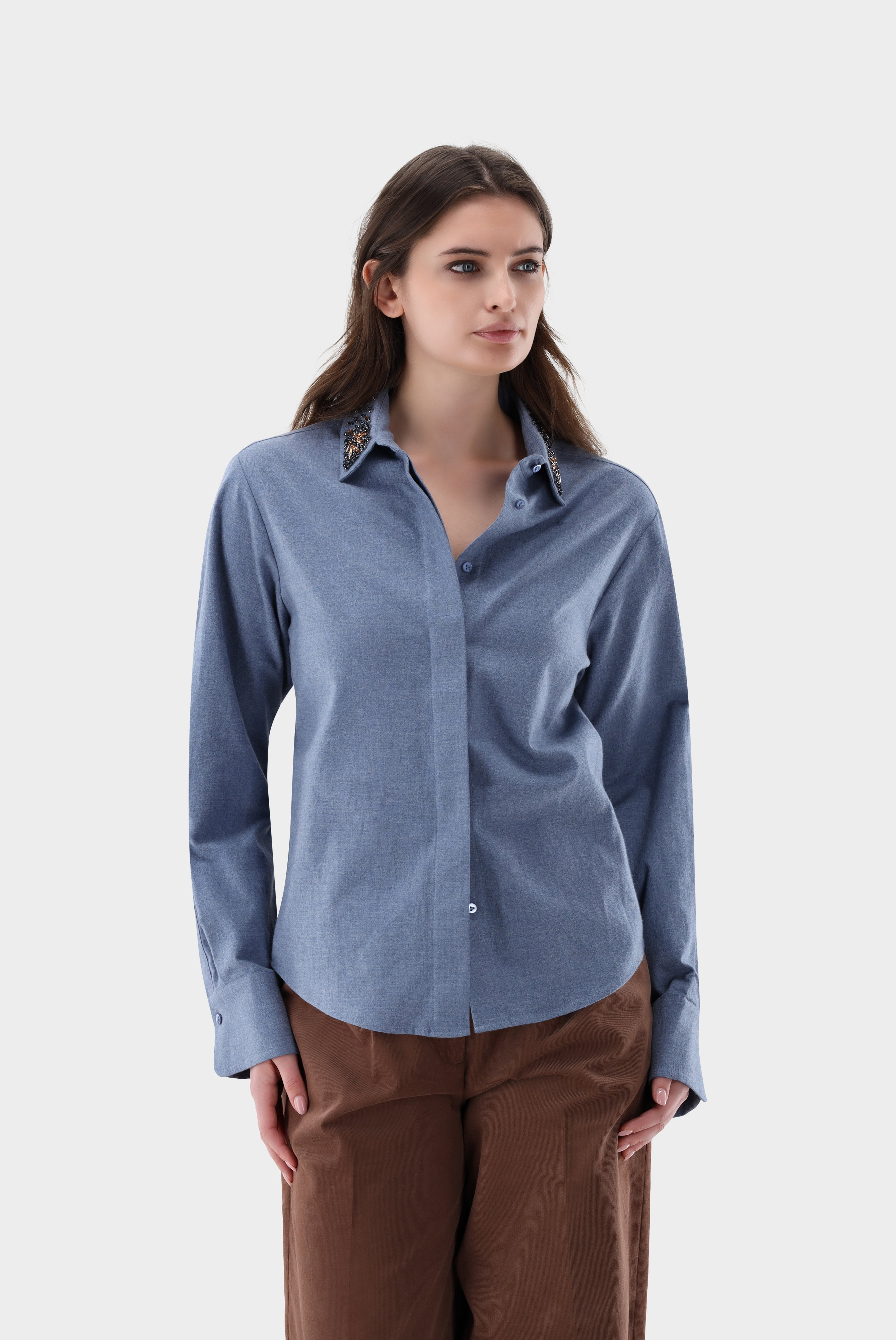 Flannel blouse with collar details
