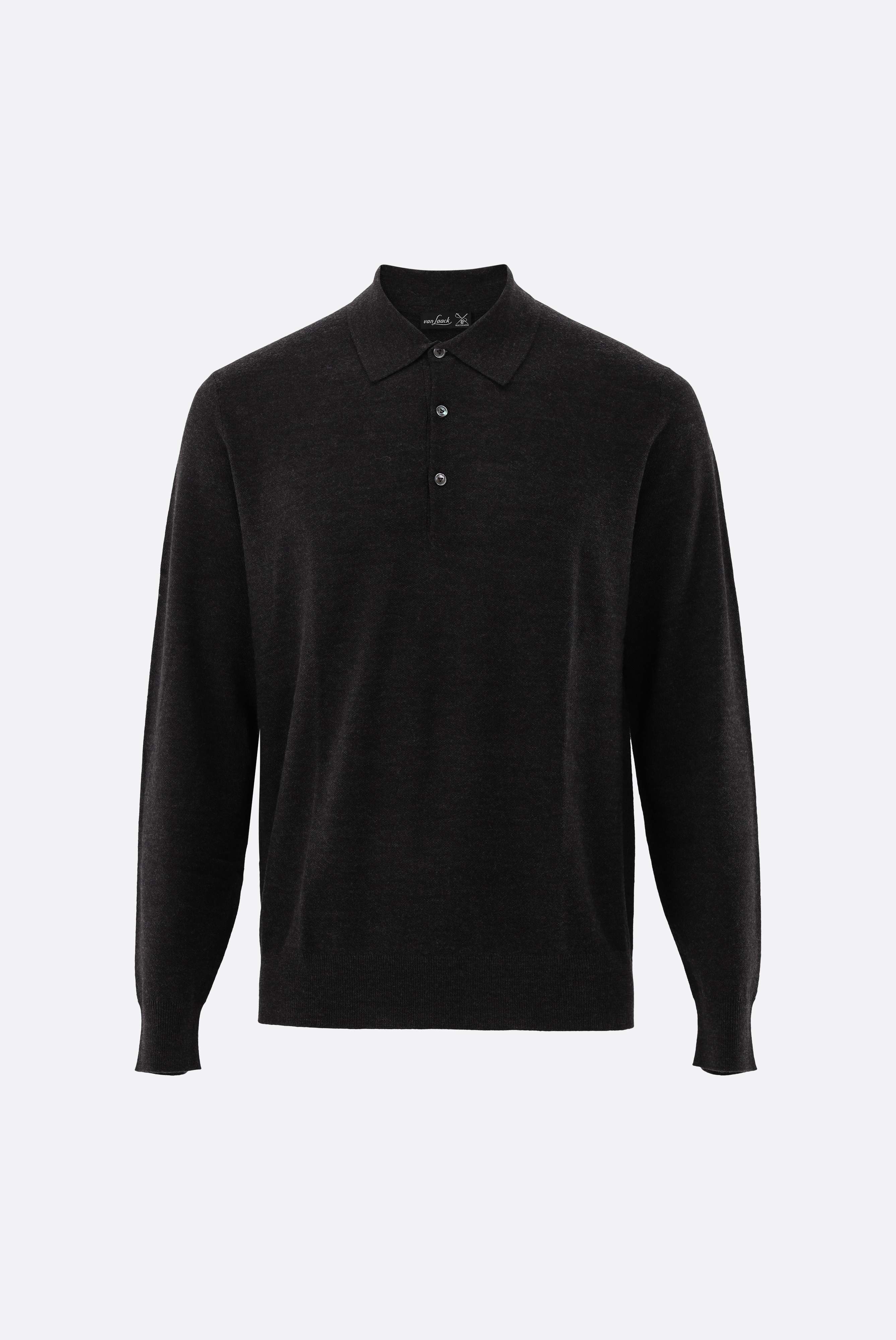 Long-sleeved polo shirt knitted with ricecorn structure