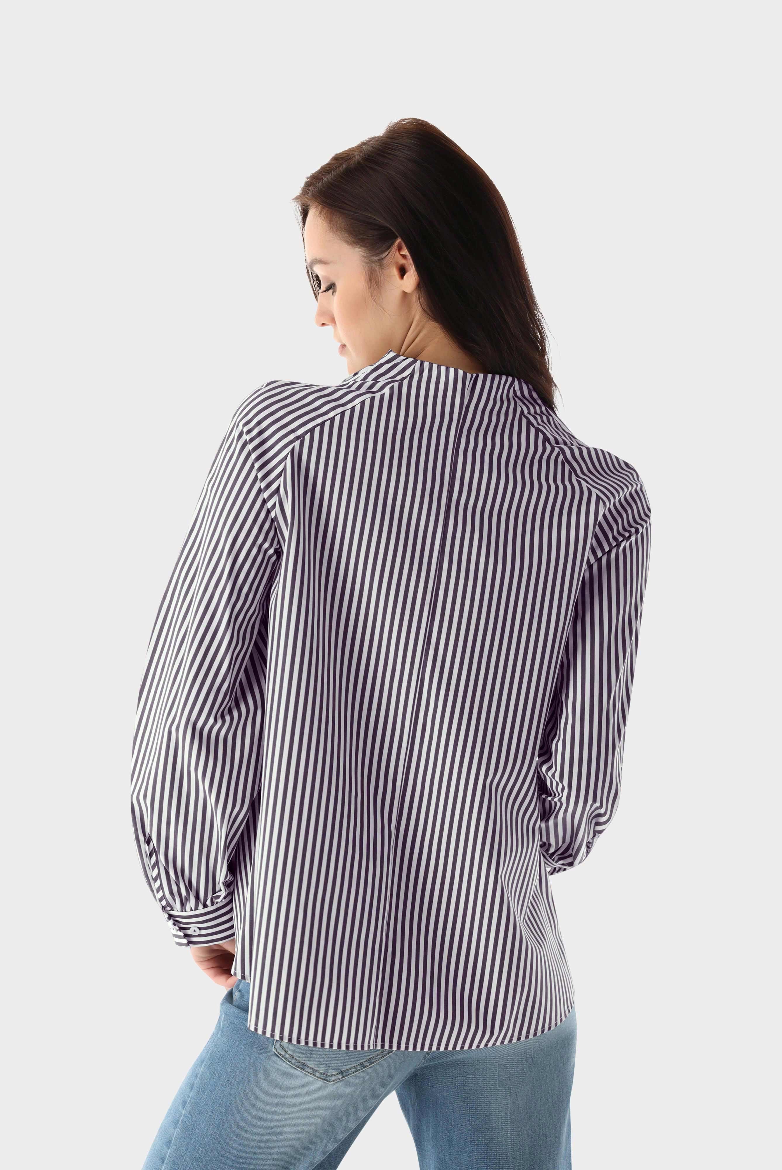 Casual Blouses+Poplin Chalice Collar Blouse with Stripes+05.527X.9E.170275.690.38