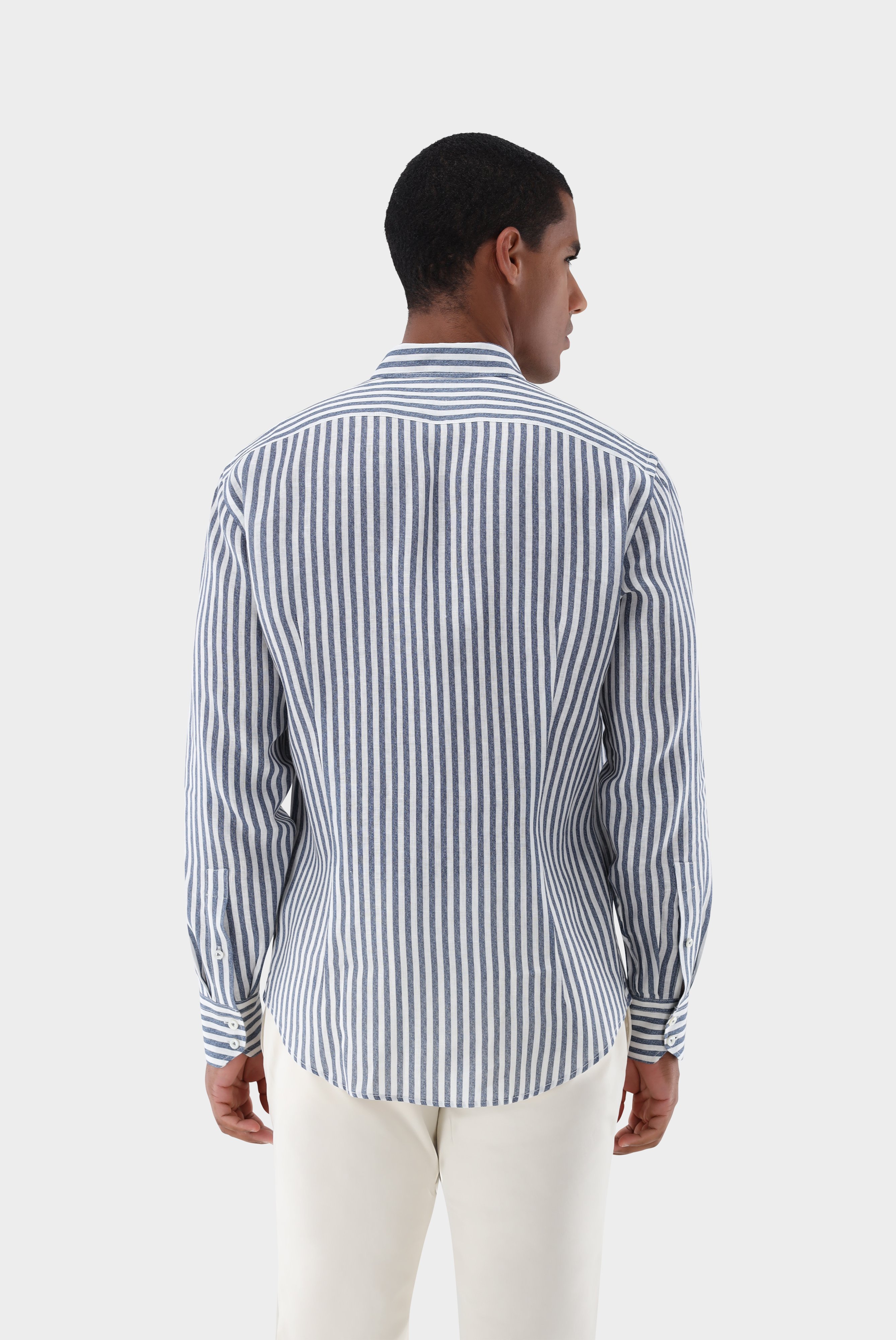 Casual Shirts+Linen Stripe Print Shirt Tailor Fit+20.2013.9V.170352.780.42