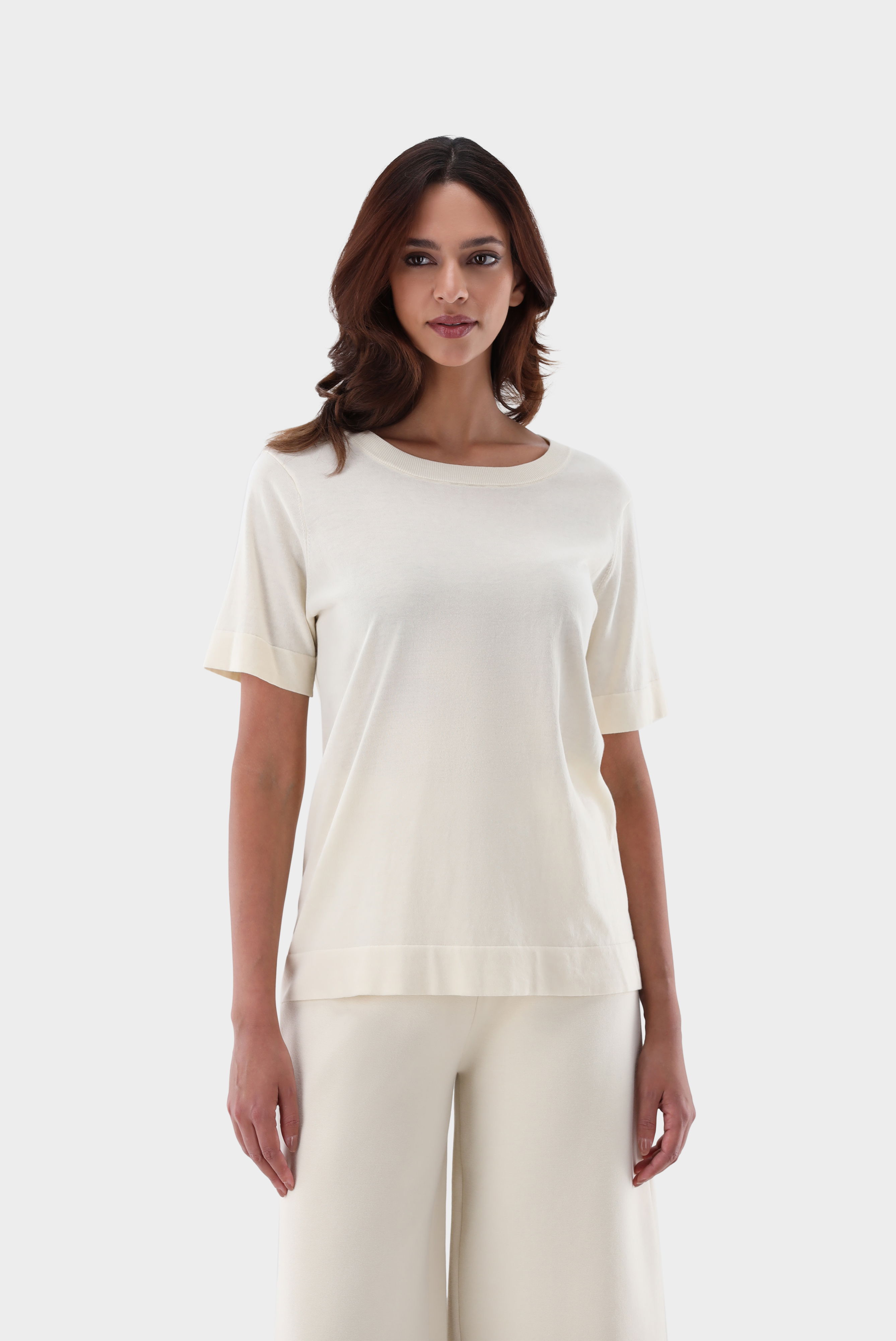 T-Shirt gestrickt aus Air Cotton mit lockerem Schnitt