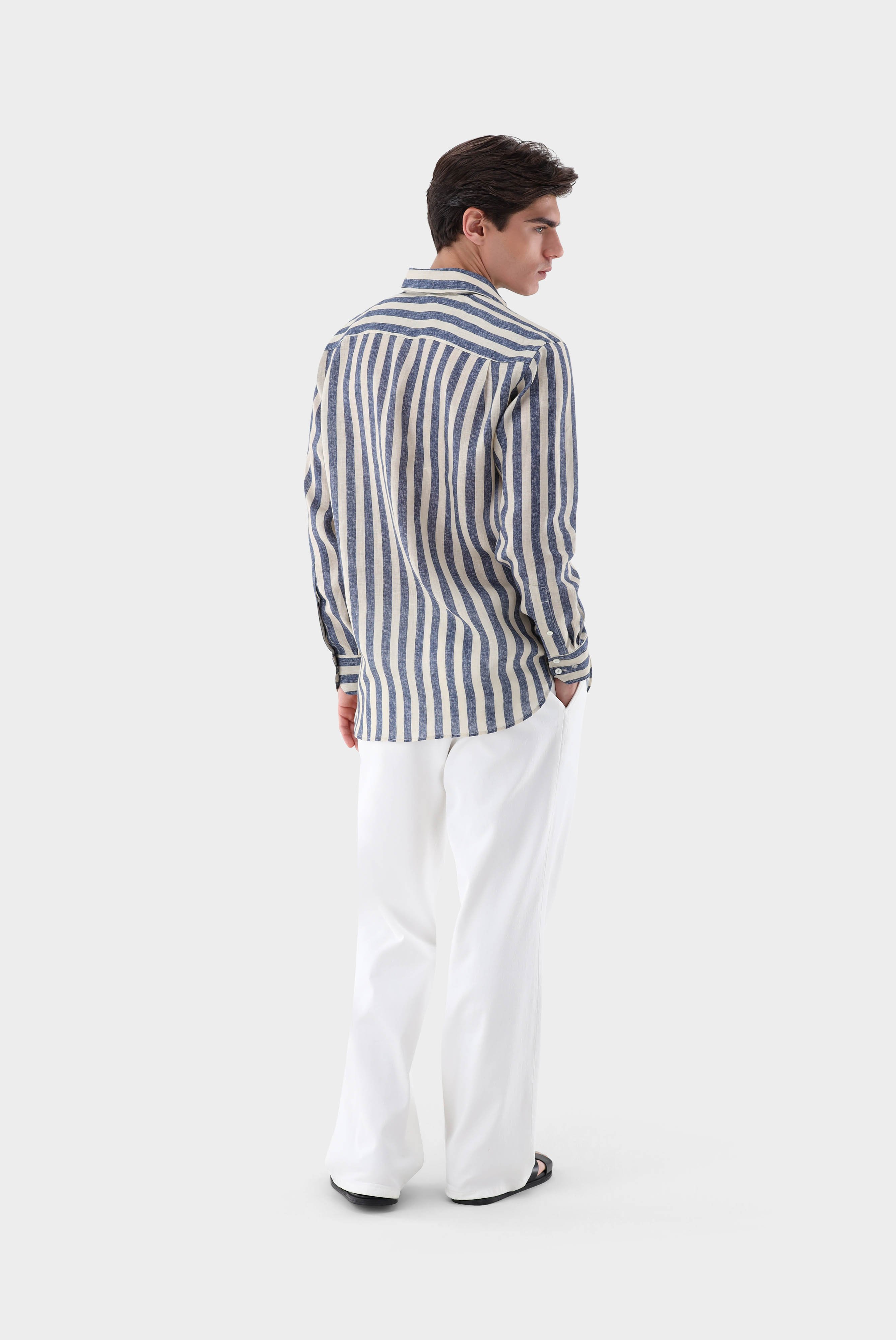 Casual Hemden+Leinenhemd mit breiten Streifen Comfort Fit+20.2021.9V.170356.761.40