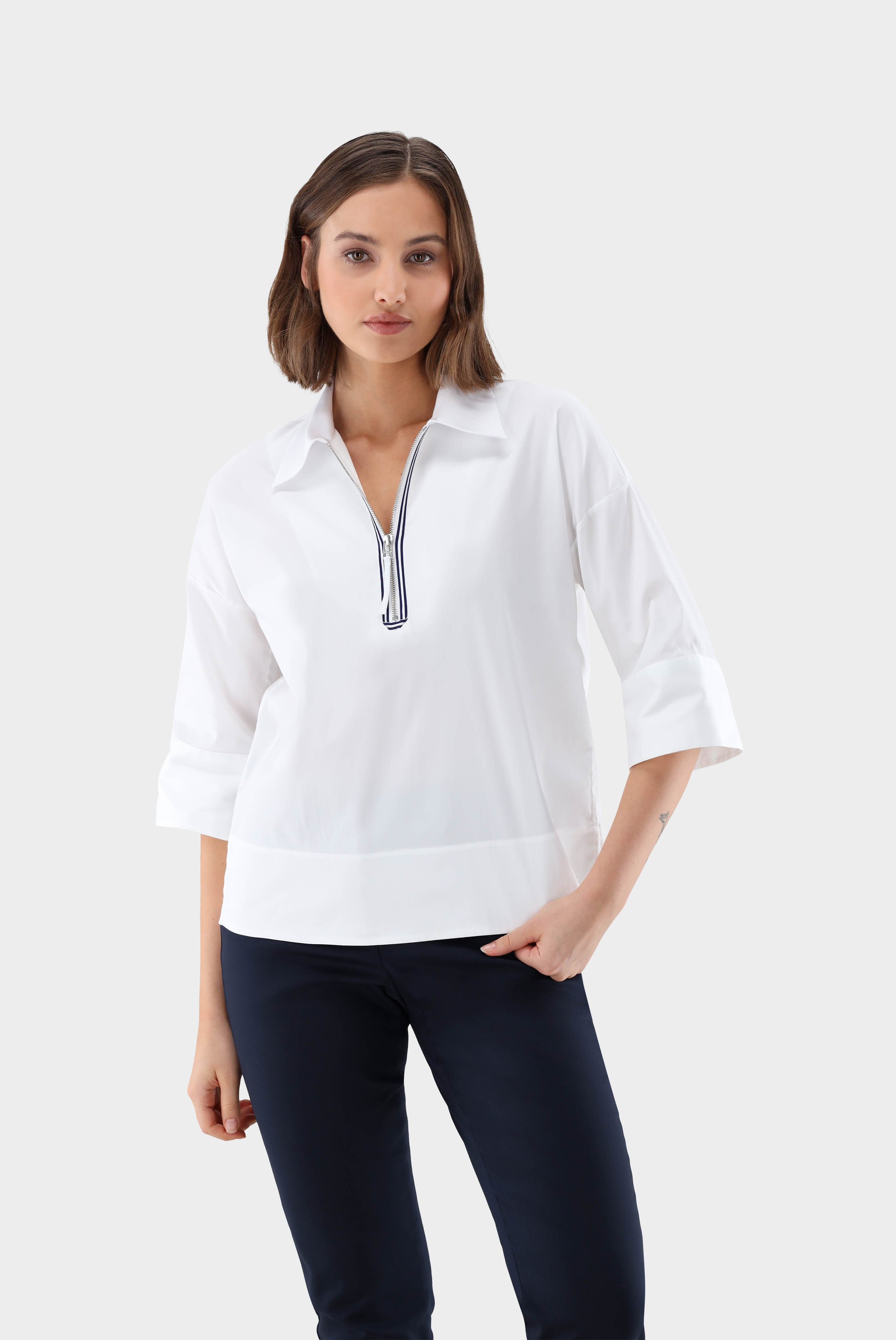A-line zip neck shirt blouse
