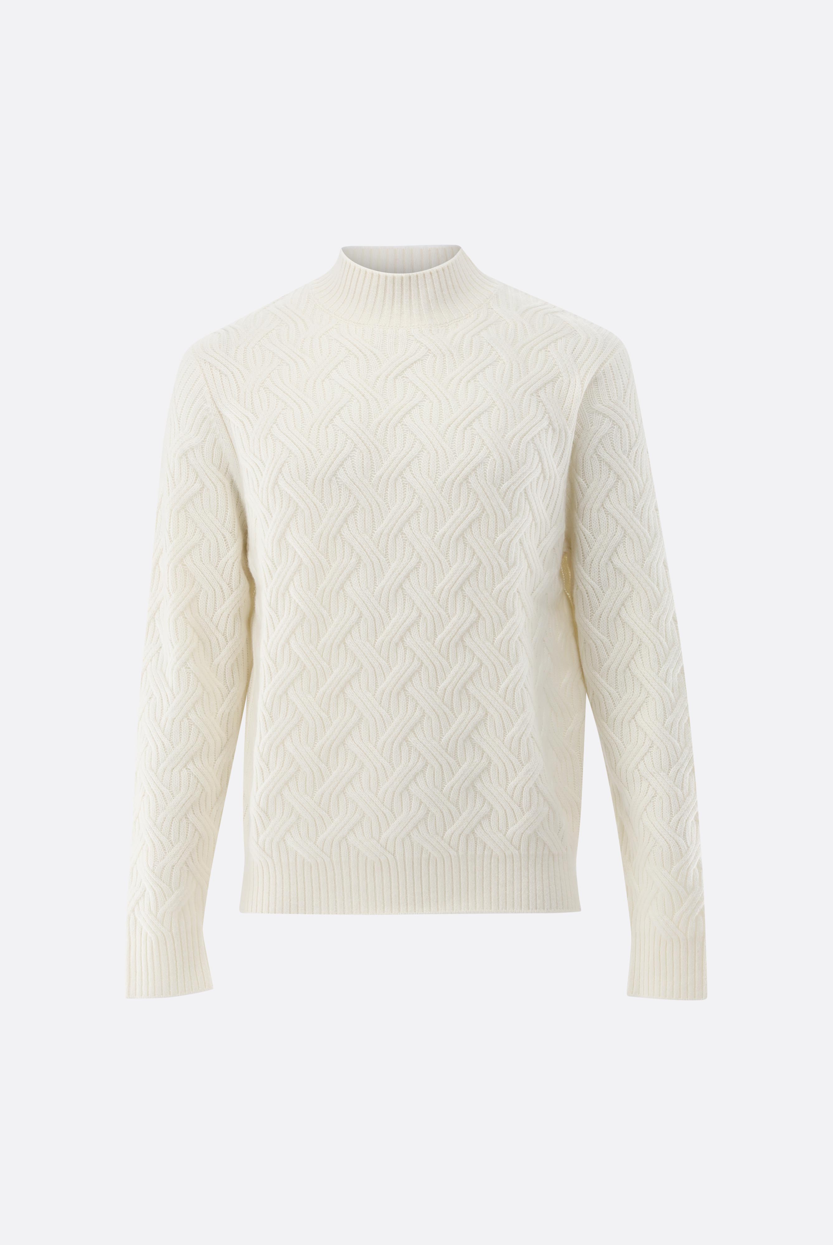 Mock-neck with cashmere and cable knit