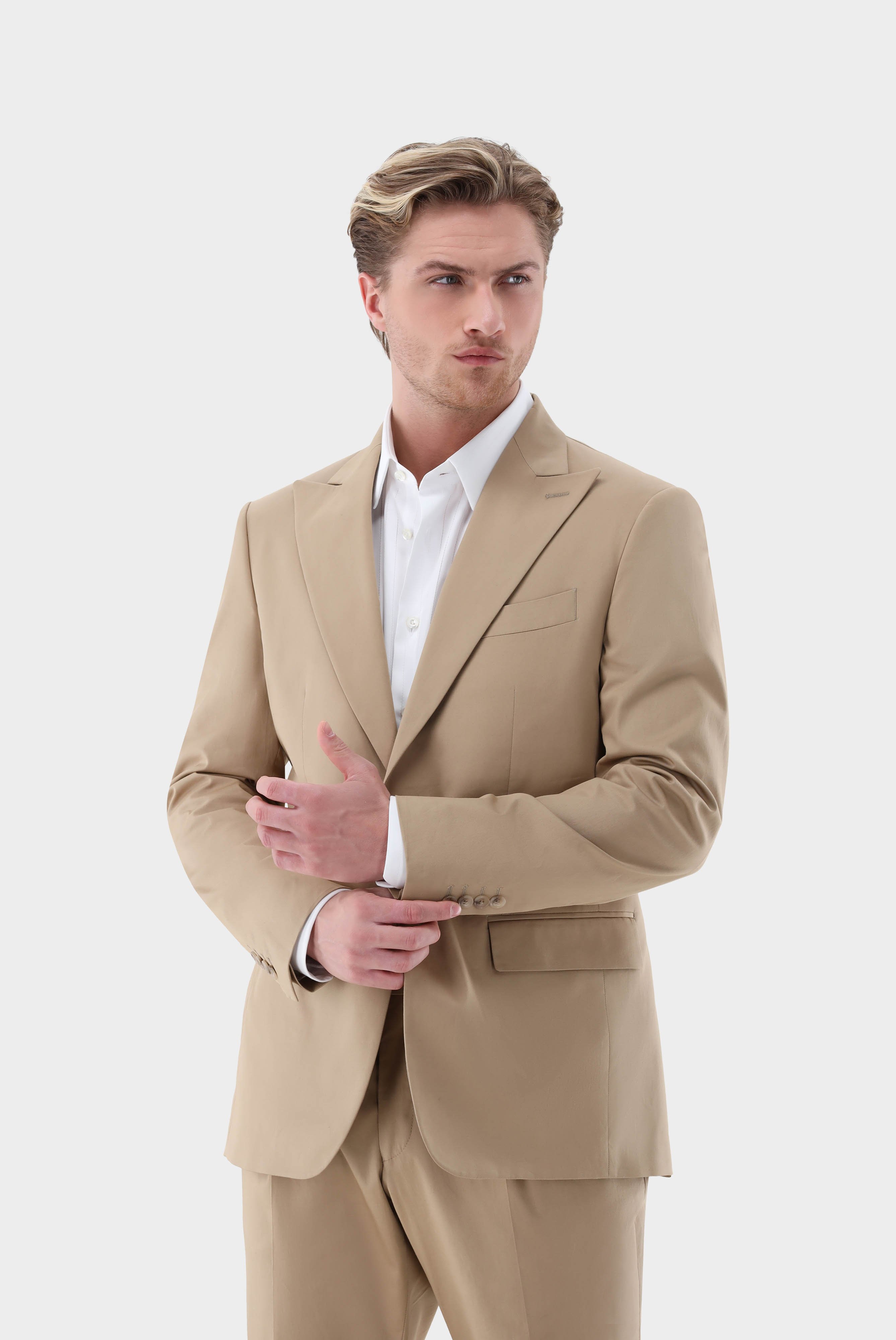 Cotton Stretch Suit Jacket with Peak Lapel