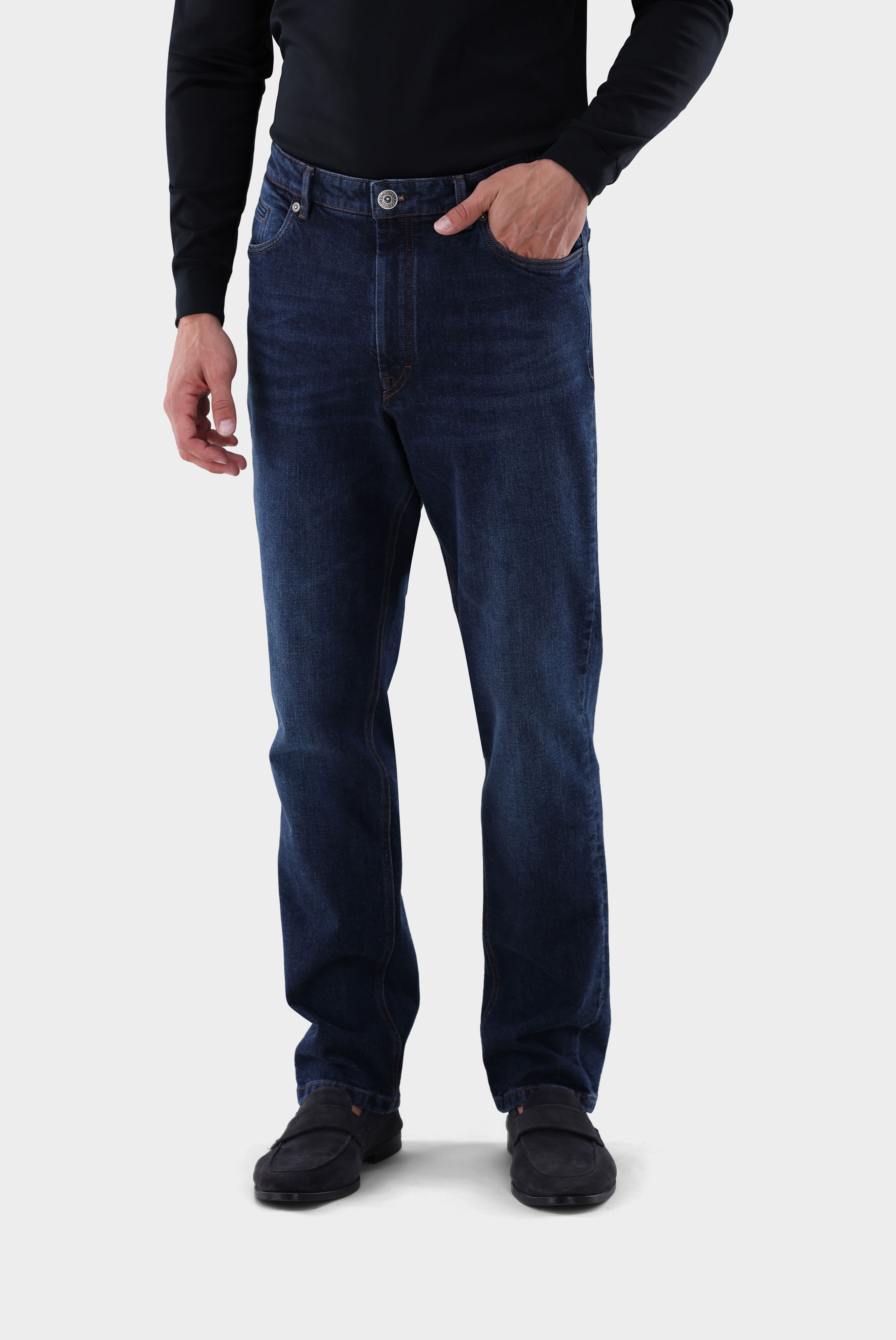 Jeans mit Stretch und Straight Leg