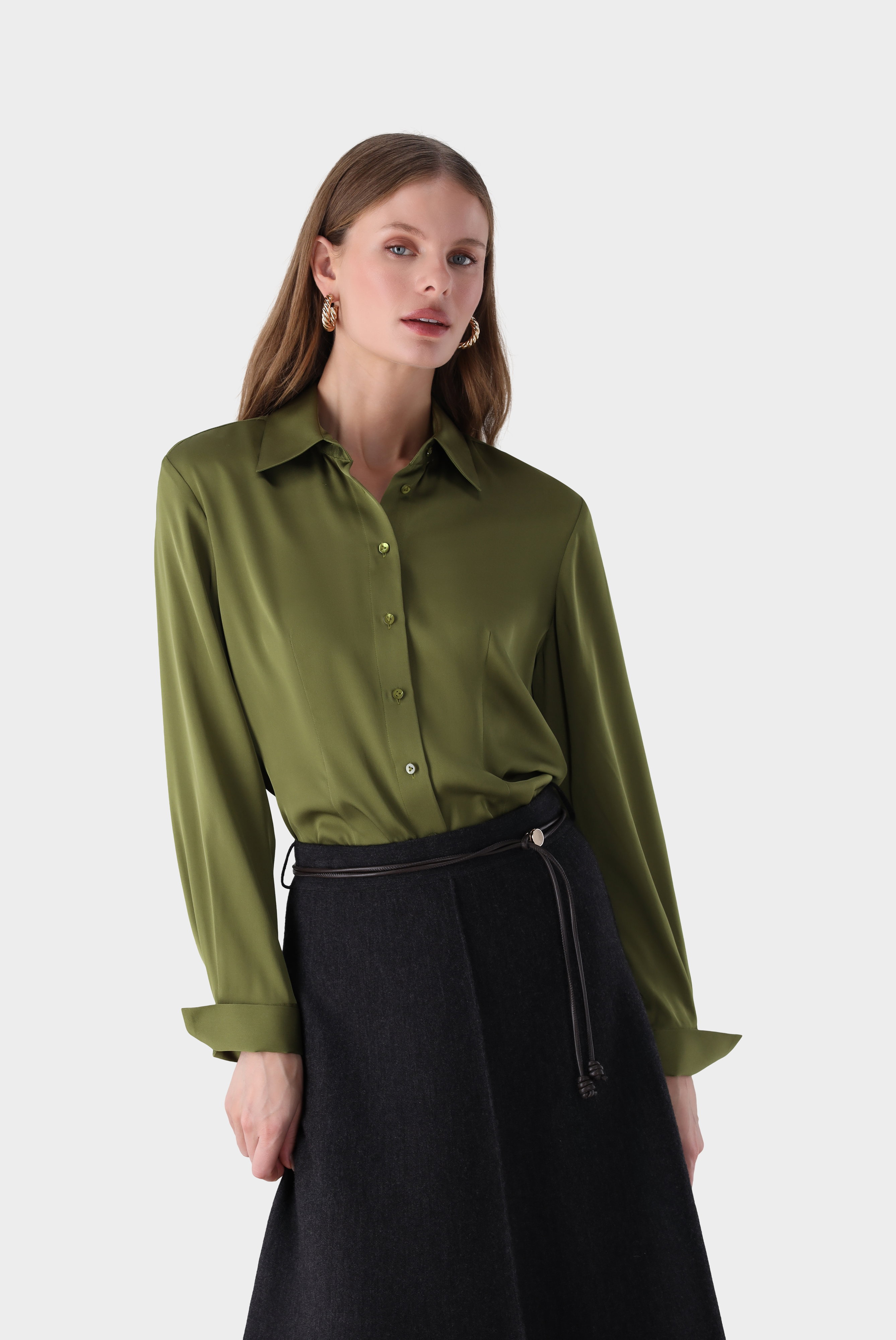 Hemdbluse aus Seide mit Stretch