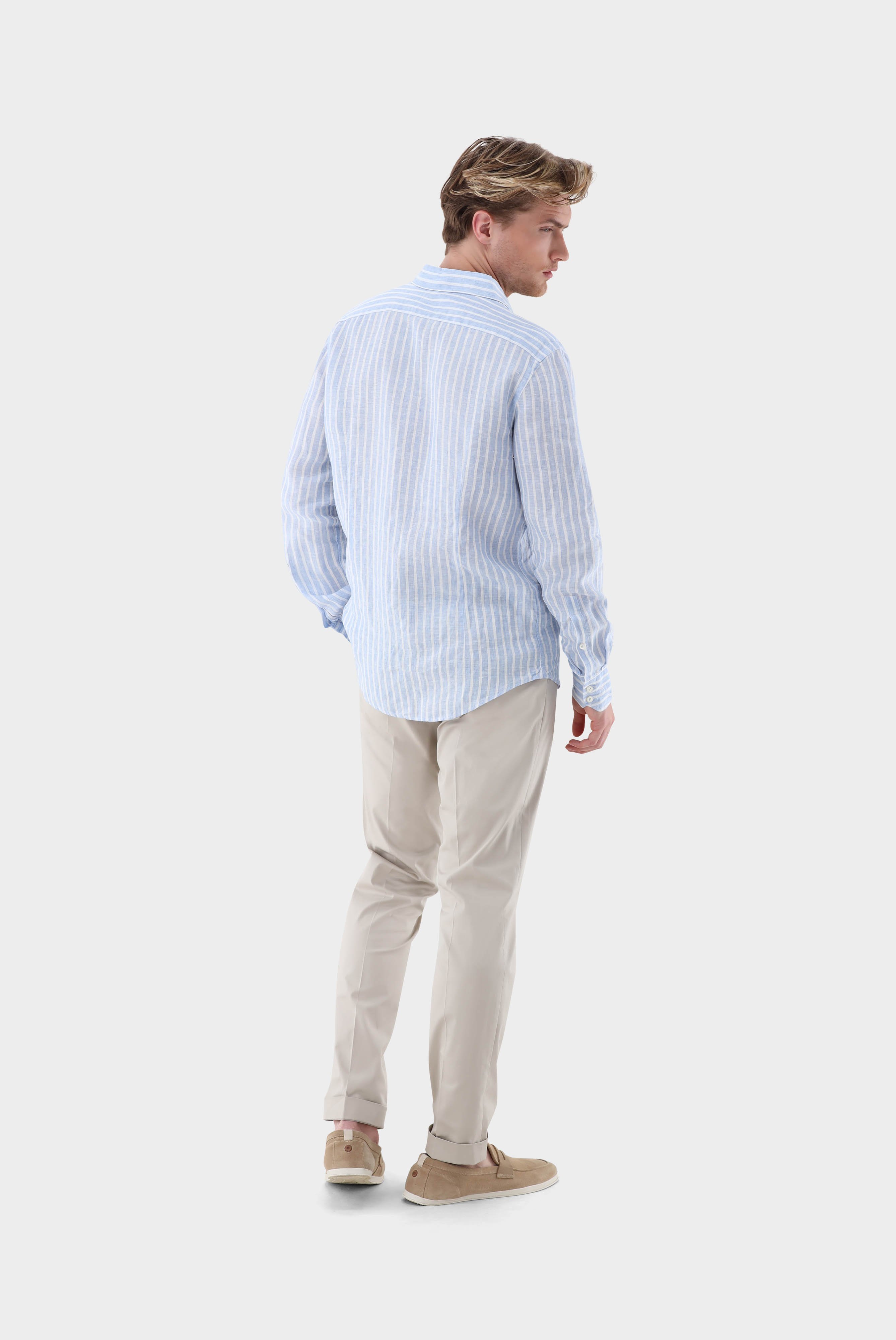Casual Hemden+Gestreiftes Hemd aus Leinen-Dobby Tailor Fit+20.2016.9V.156441.730.38