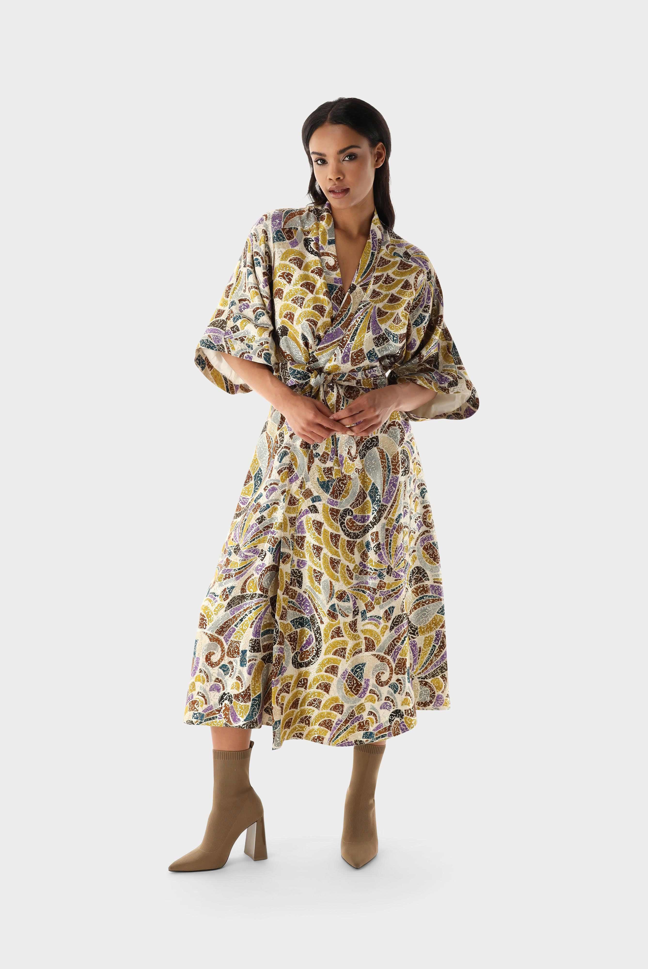 Kleider & Röcke+Kimono-Kleid mit glänzendem Ornament Druck+05.658B.1V.H71573.165.36