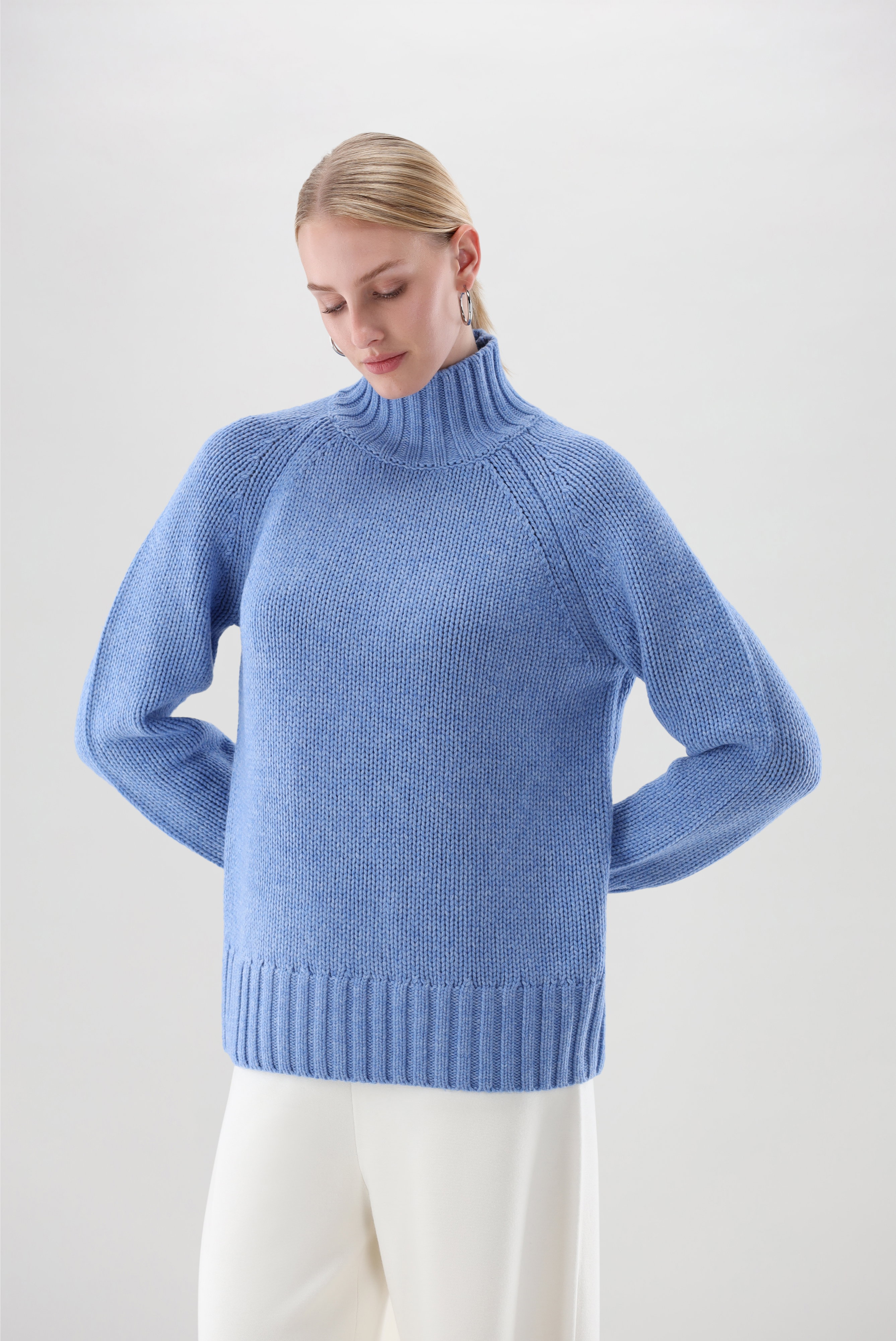 Stehkragenpullover mit Wolle und Kaschmir