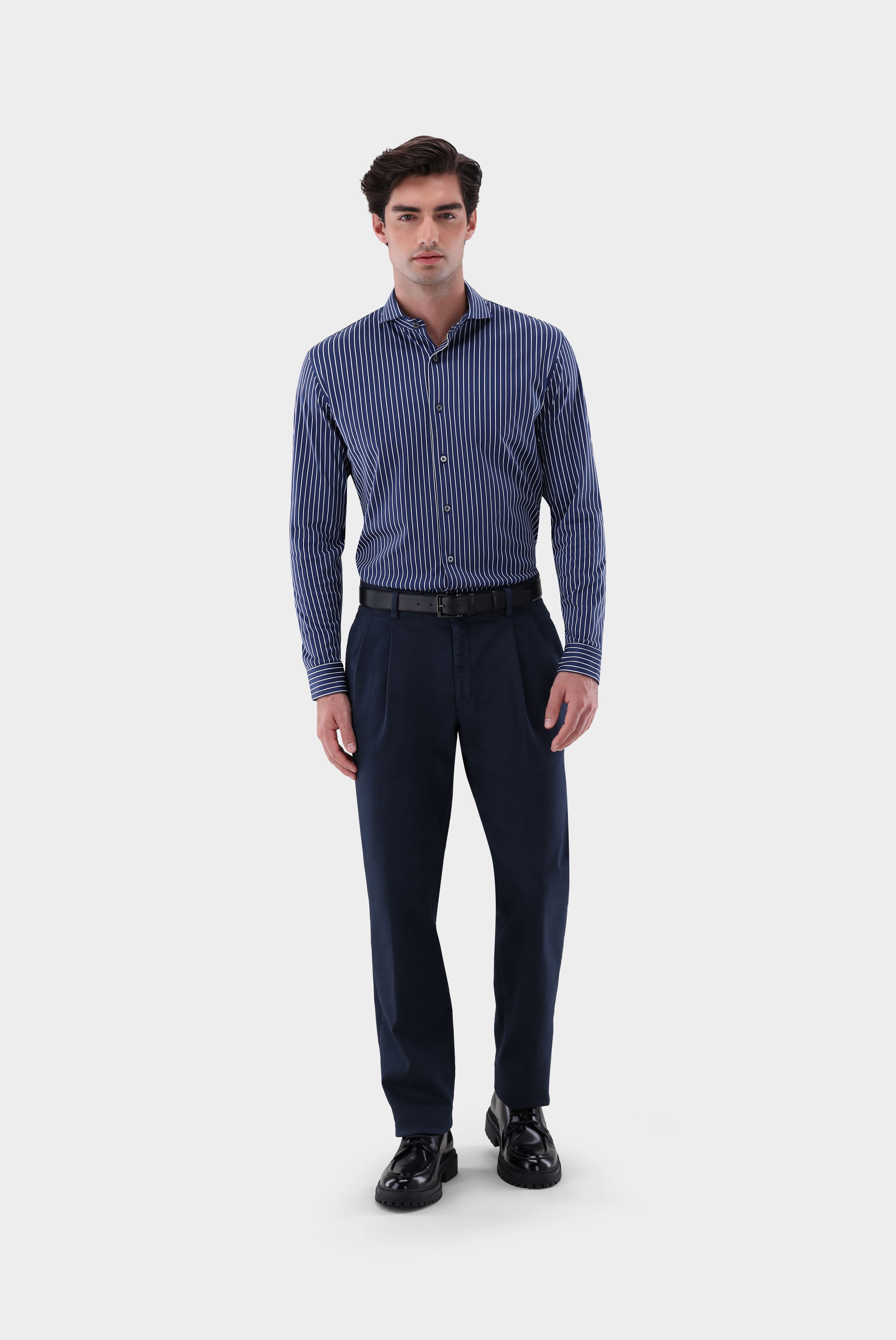 Jerseyhemd mit Nadelstreifen Tailor Fit günstig online kaufen