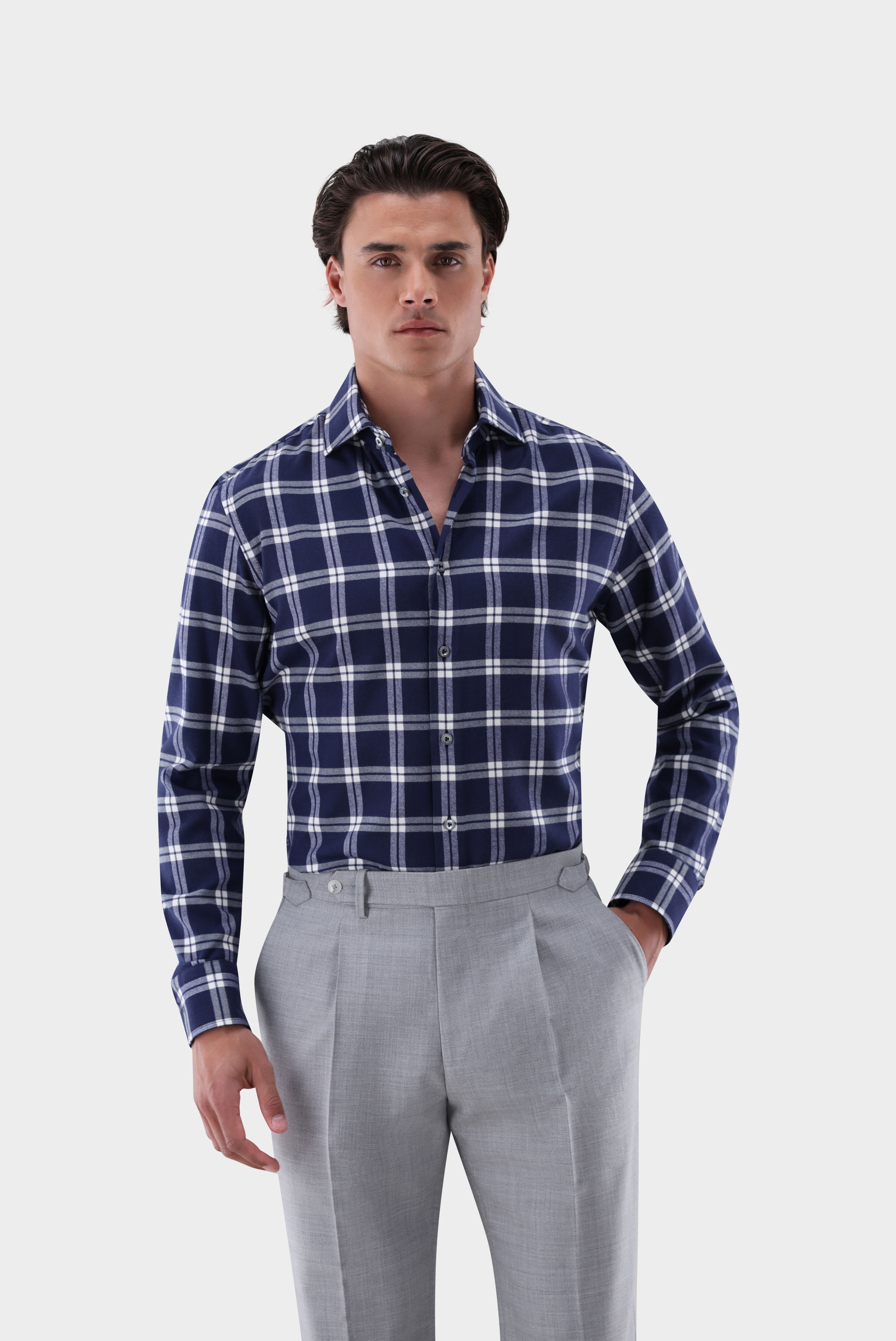 Flanellhemd kariert Tailor Fit