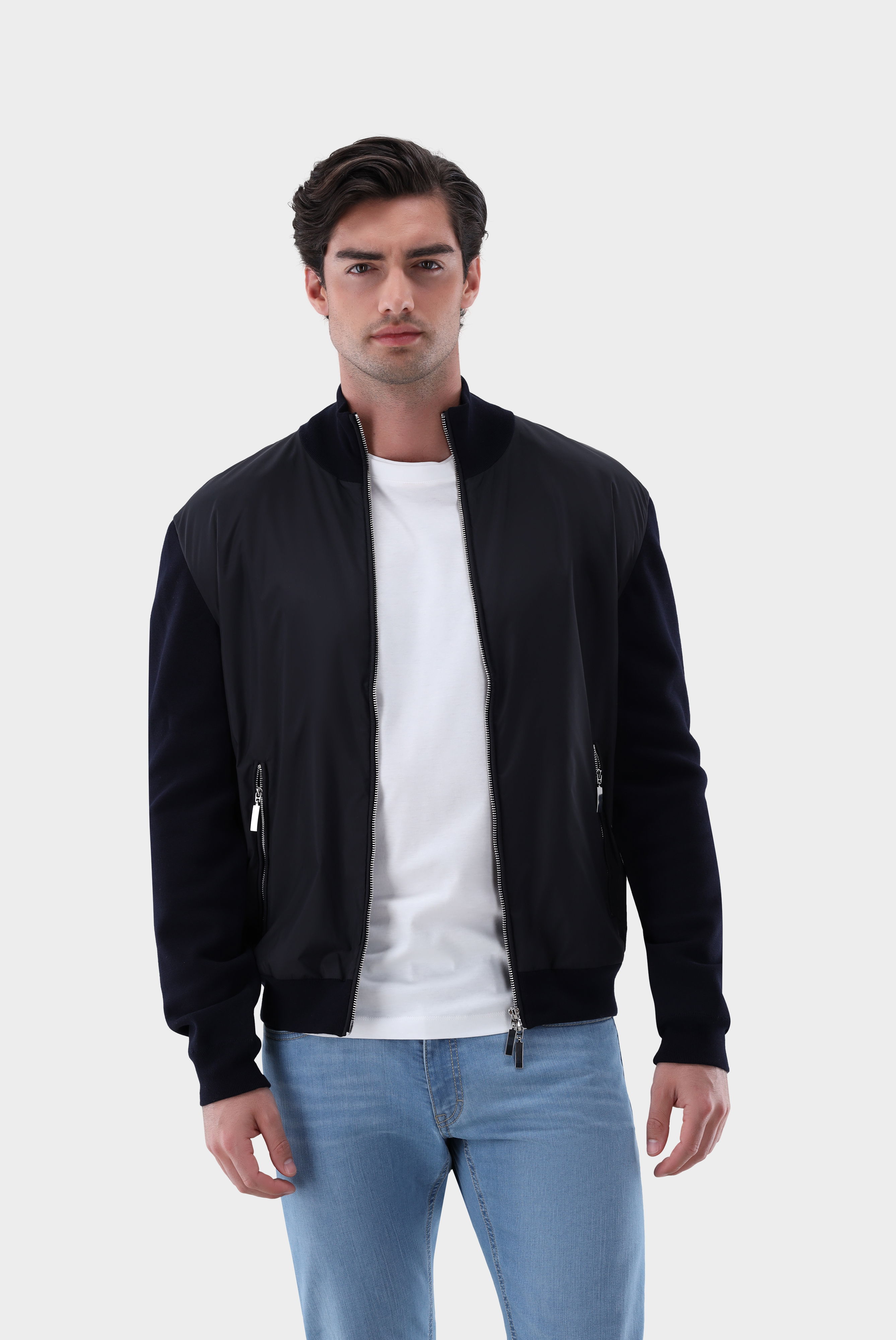 Hybrid-Strickjacke mit Baumwolle