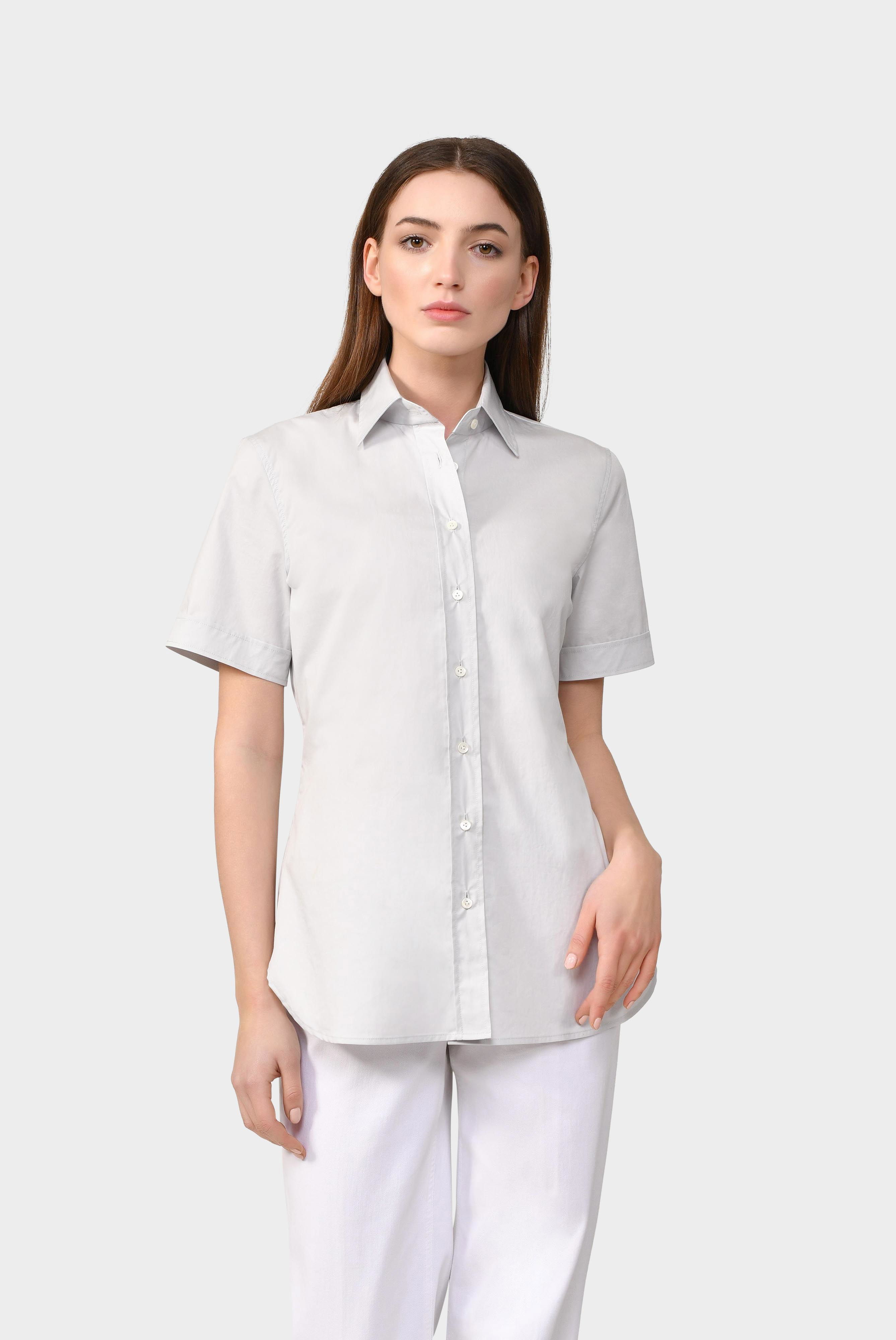 Shirt Blouse in Stretch Cotton with Paper Touch Effect