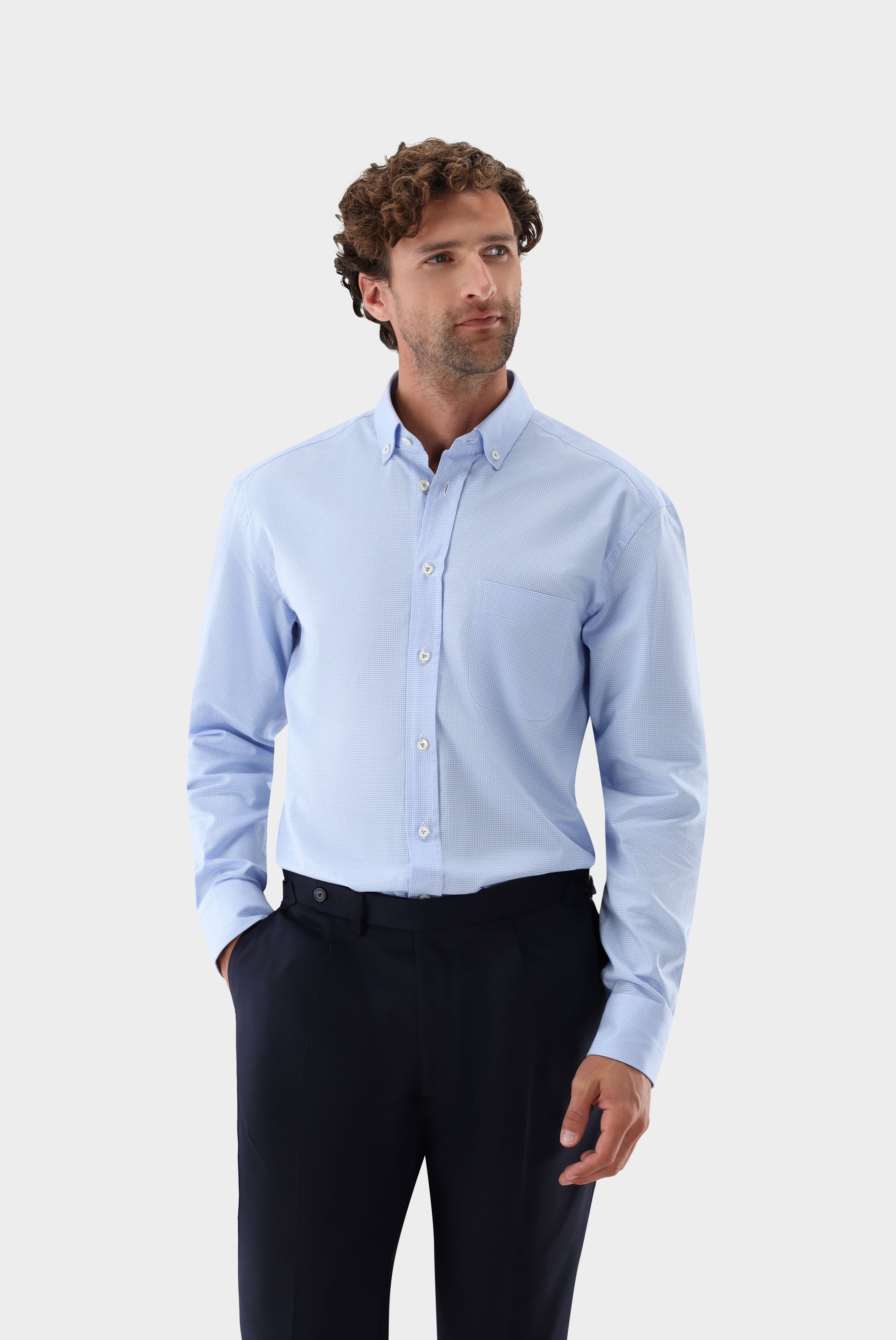 Dobby-Hemd mit Button Down Kragen Comfort Fit