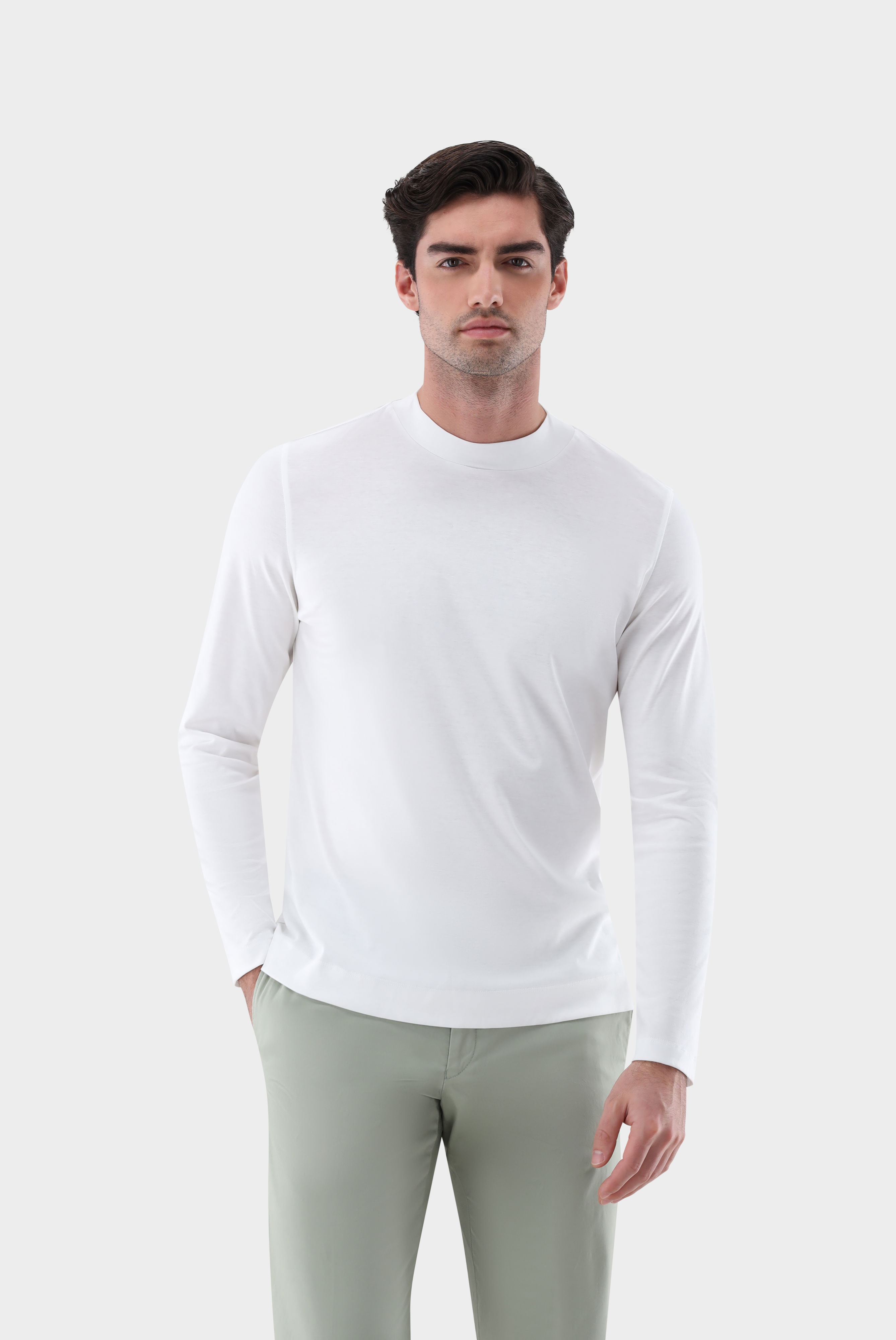 Stehkragenshirt aus Swiss Cotton