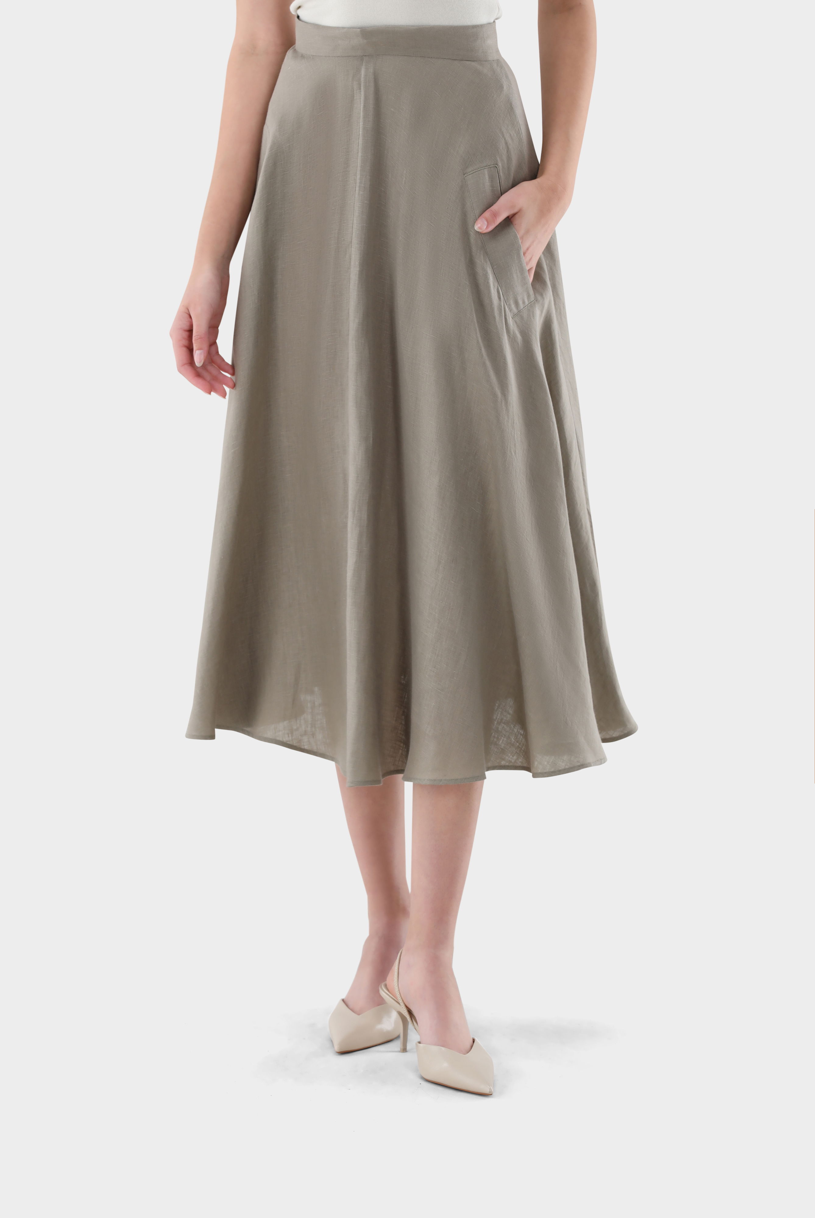 Midi-Rock aus leinen