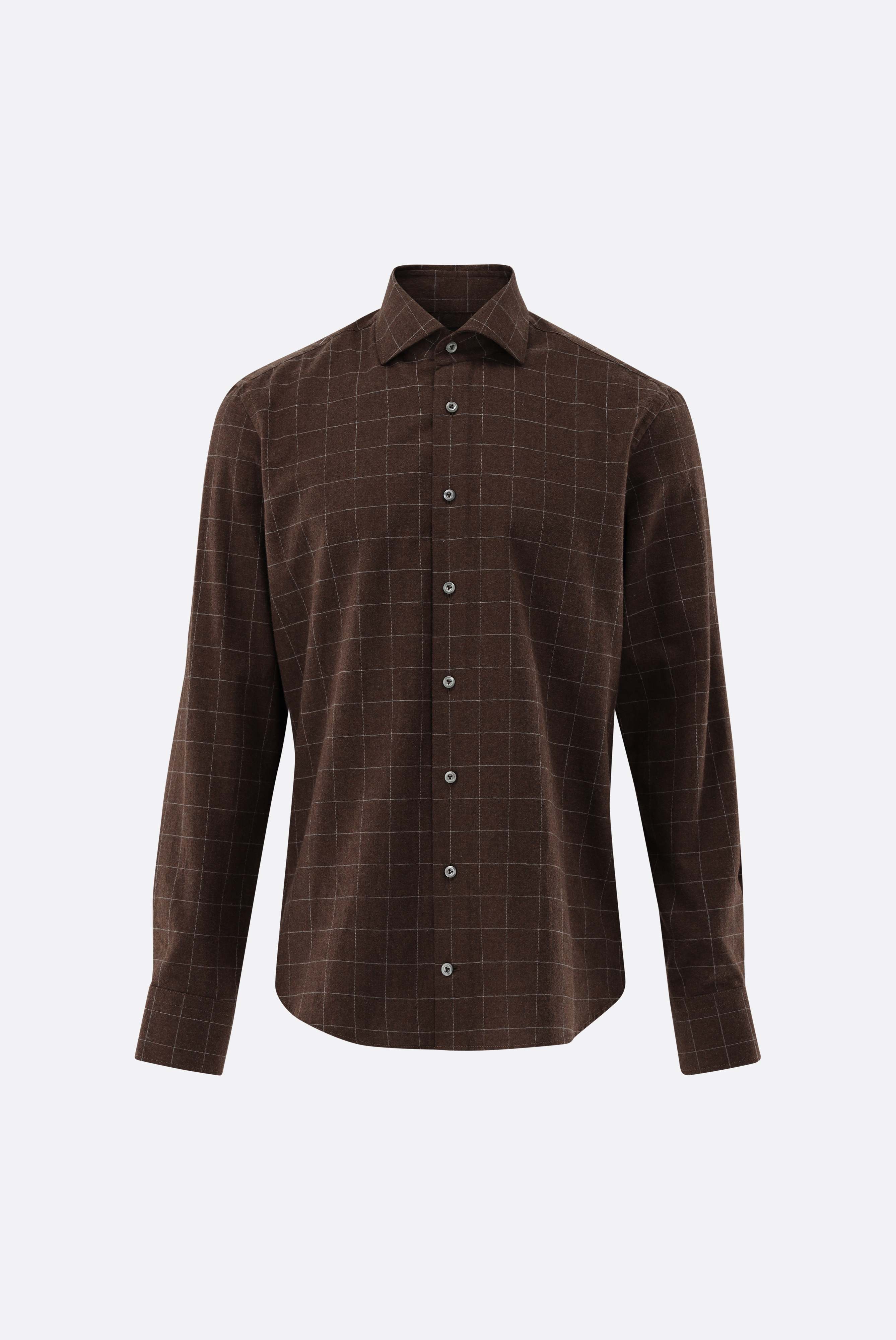 Checked Flannel shirt with shark collar