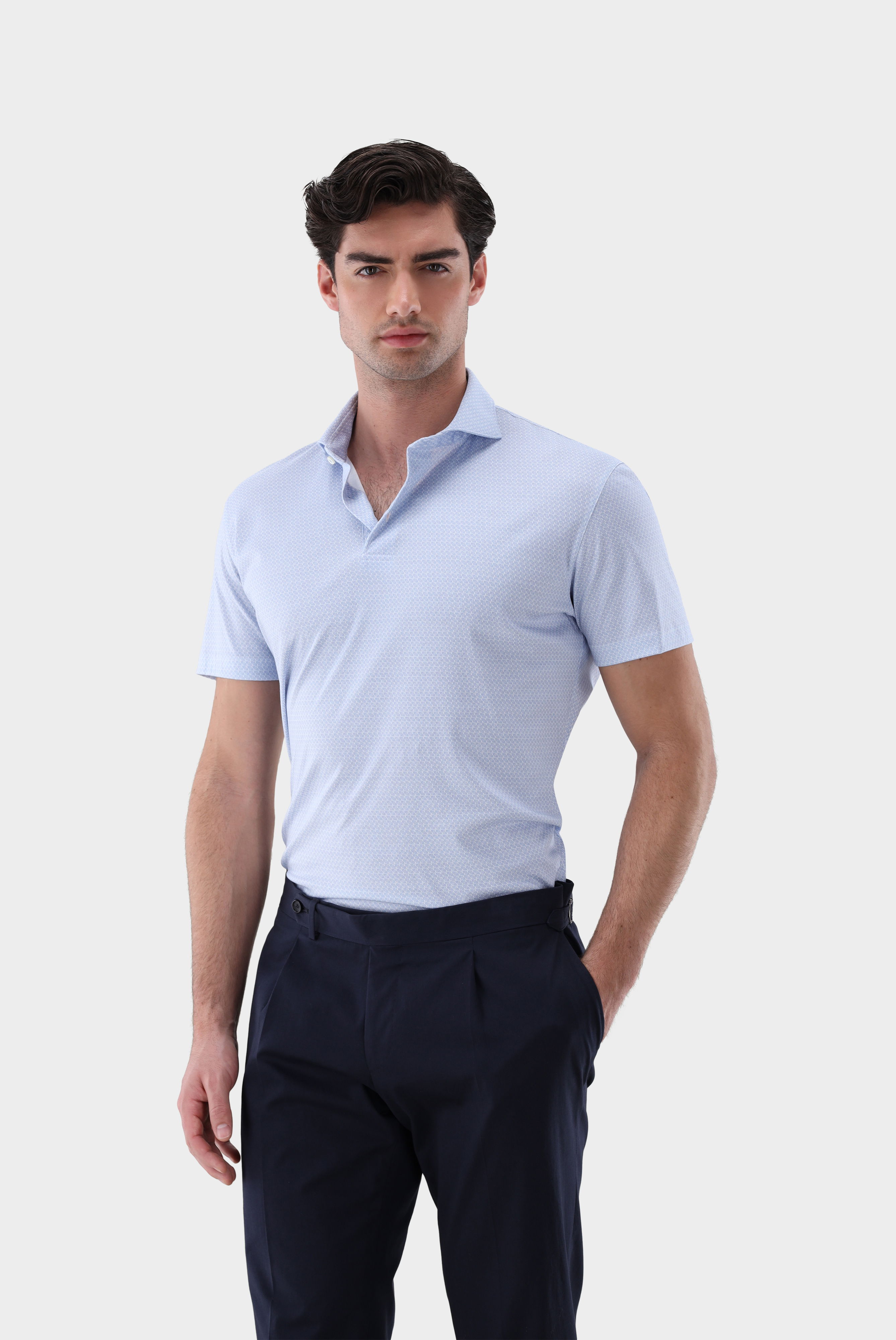 Poloshirt mit Signature-Print aus Schweizer Baumwolljersey