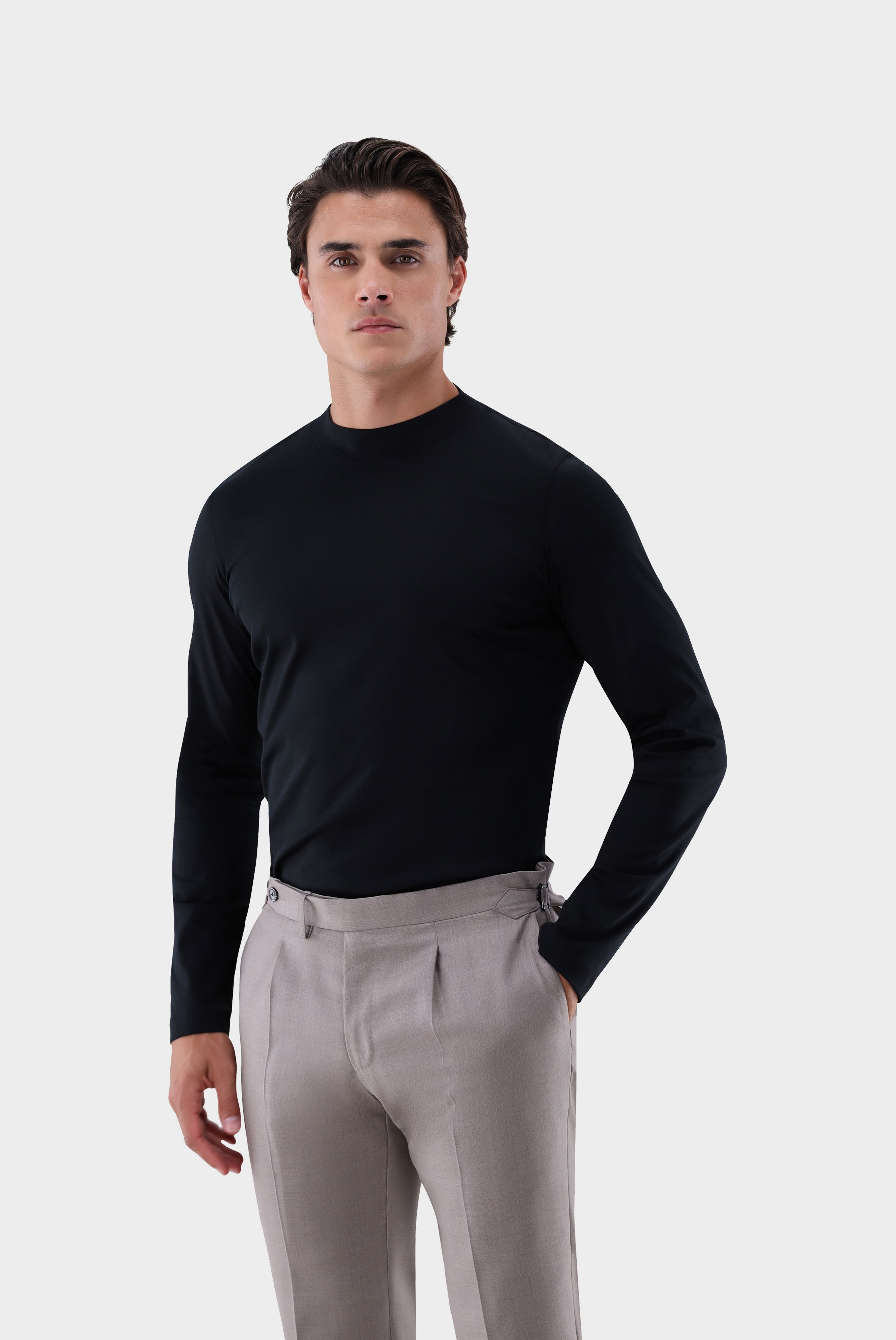 Stehkragenshirt aus Swiss Cotton