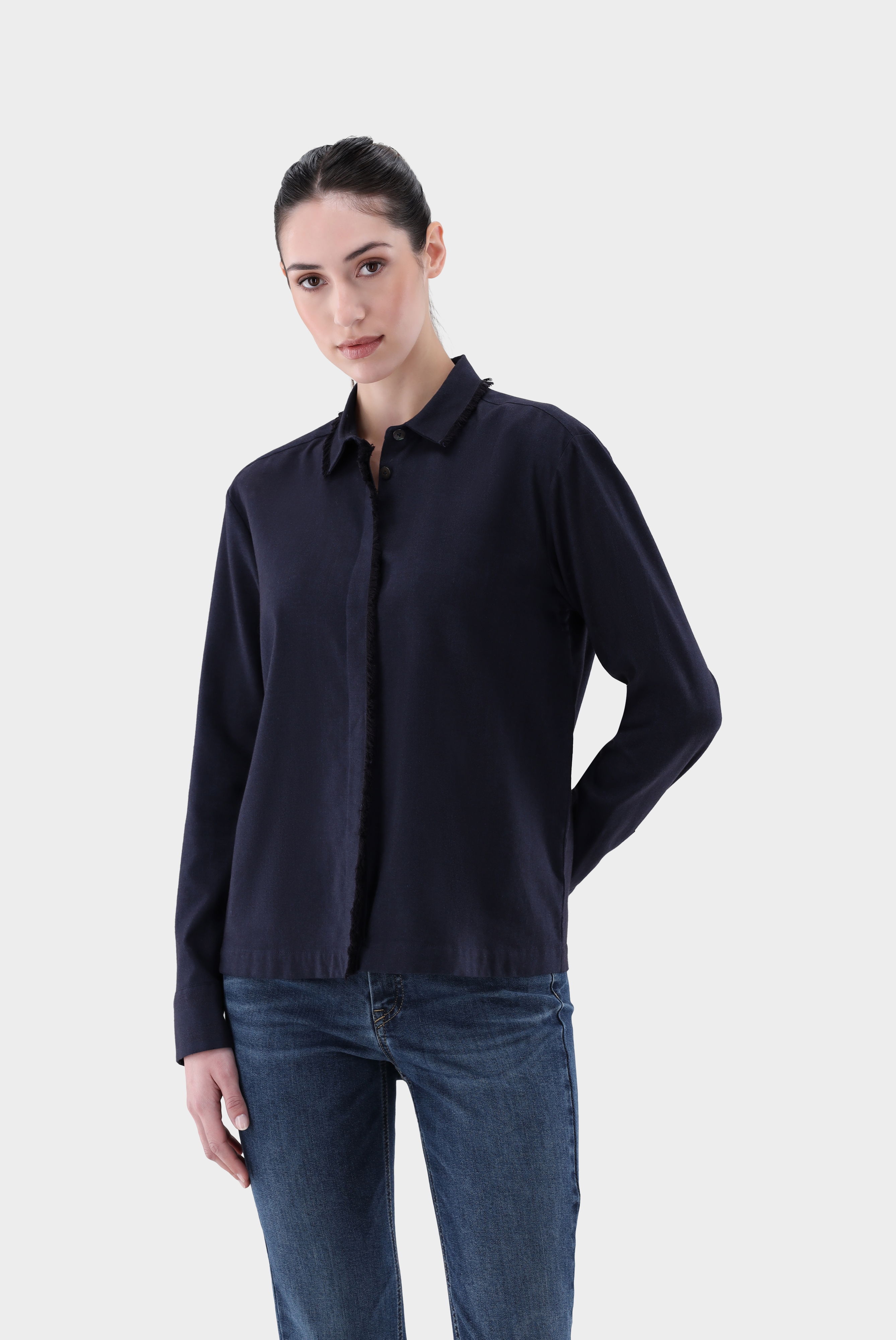 Flannel Bluse mit Fischgrätmuster Boxy Fit