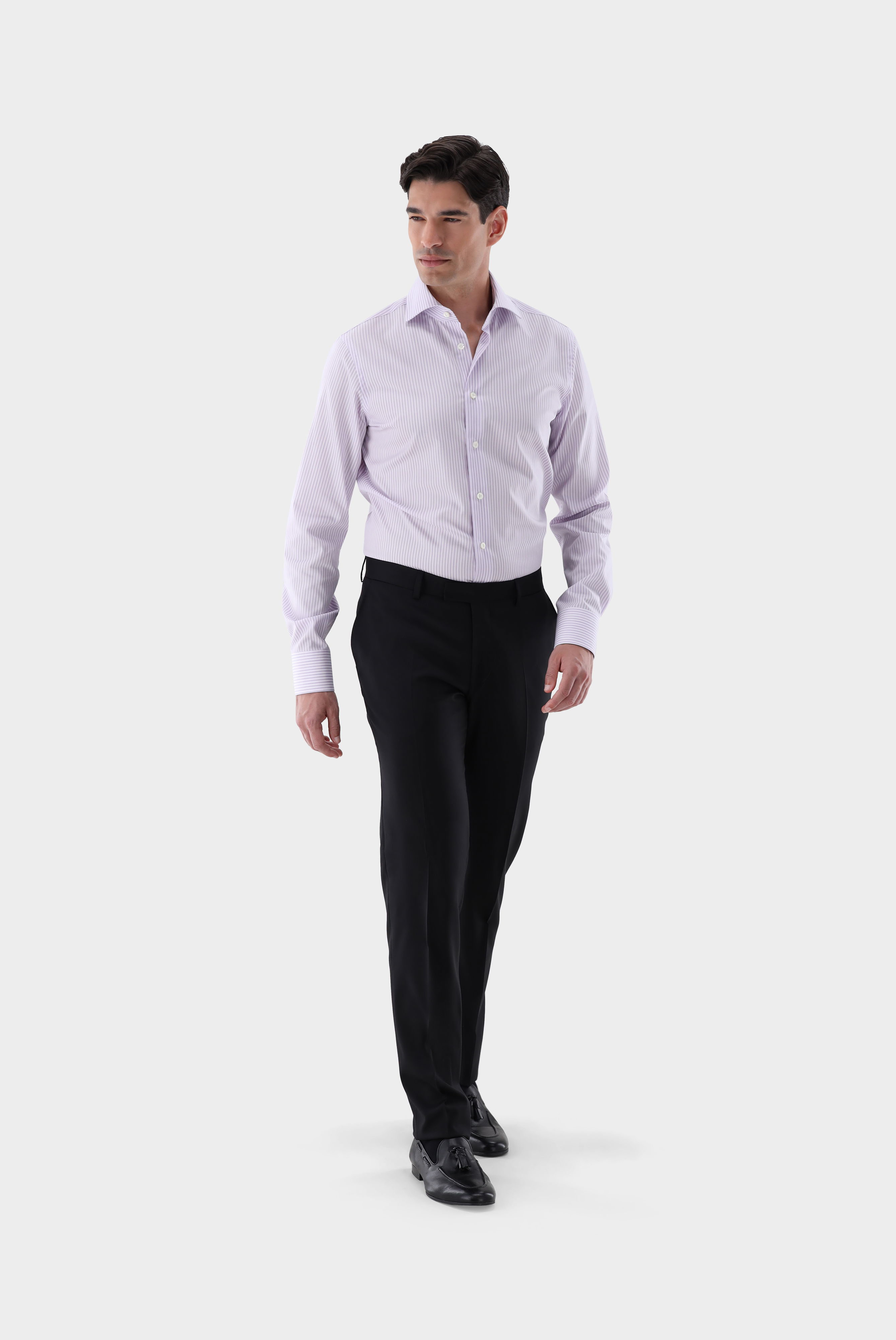 Gestreiftes Dobby Businesshemd Slim Fit günstig online kaufen