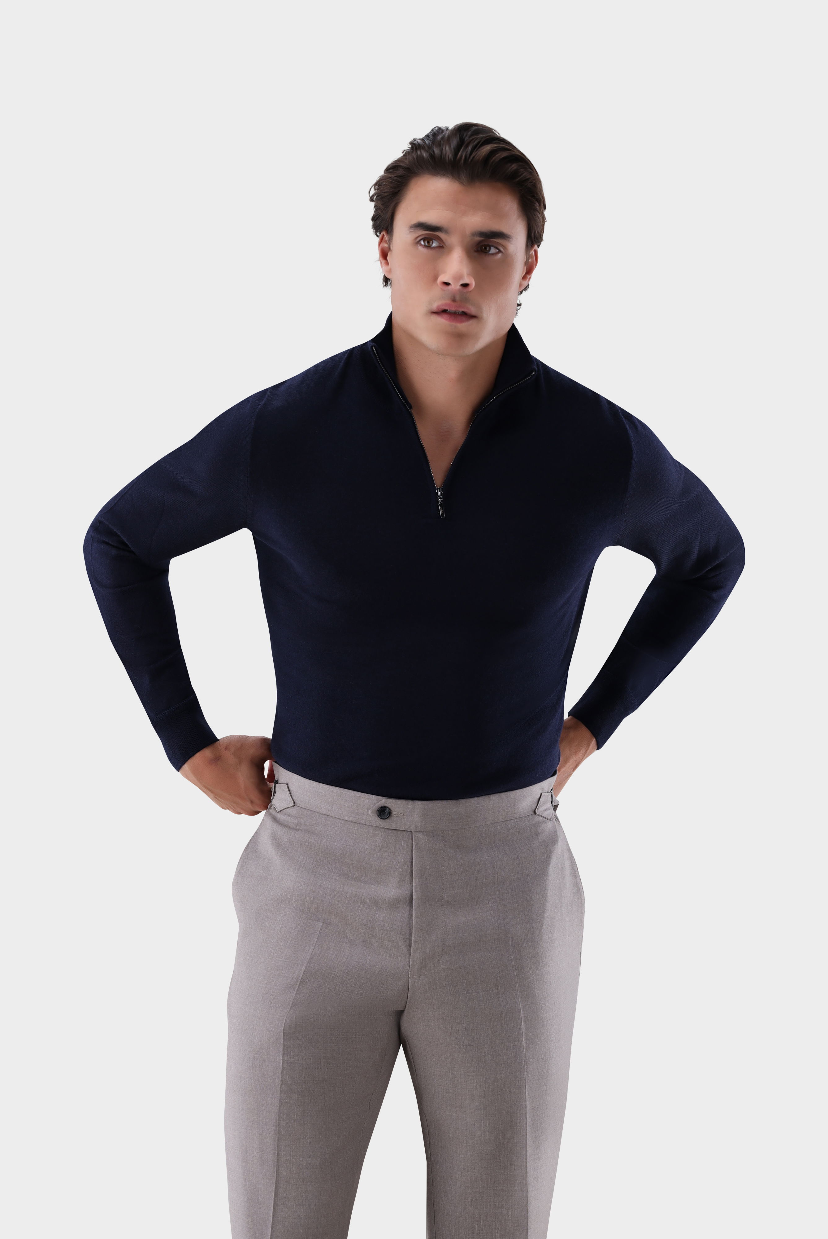 Troyer aus merzerisierter Merinowolle mit Farbdetail