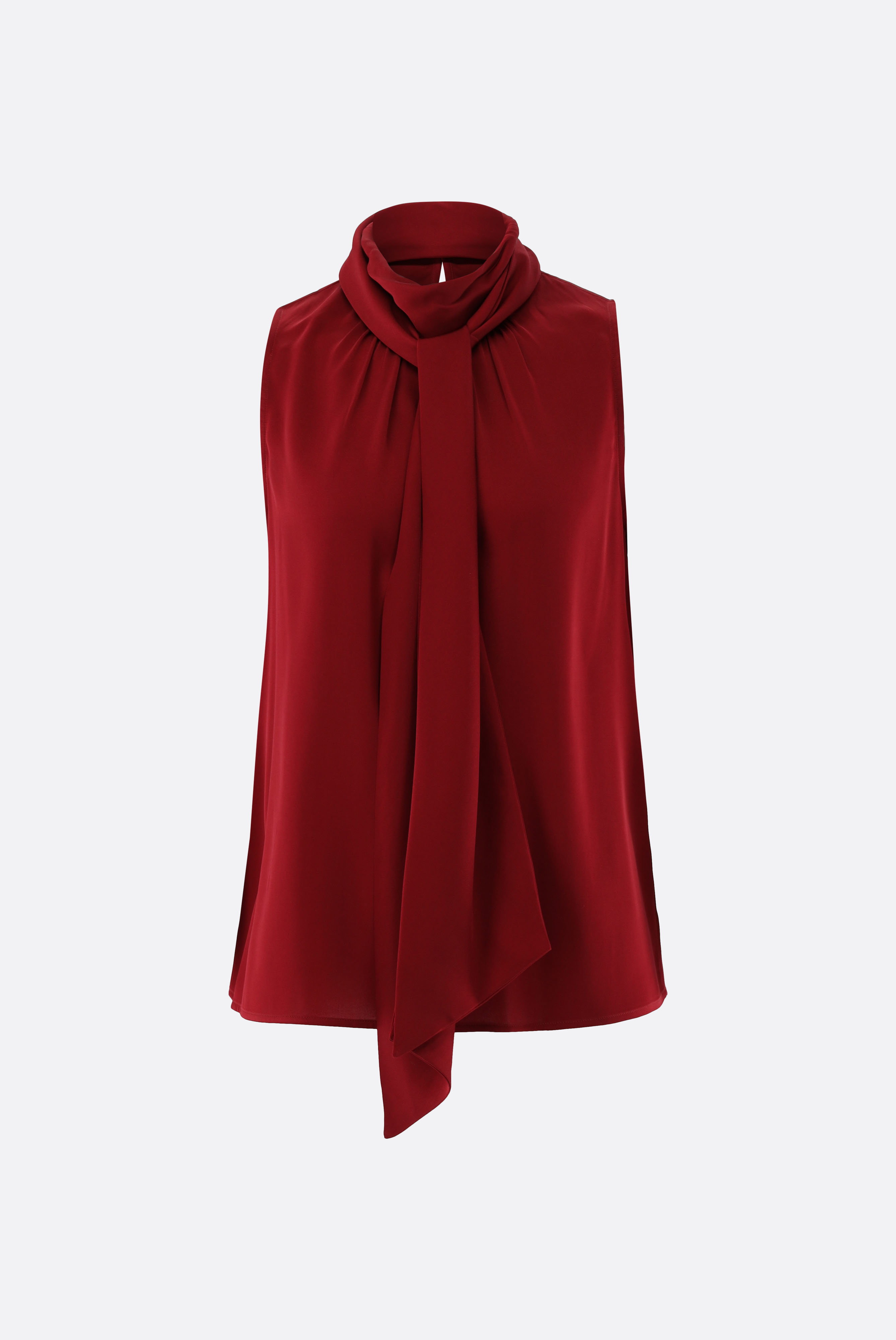 Sleeveless silk blouse with bow detail