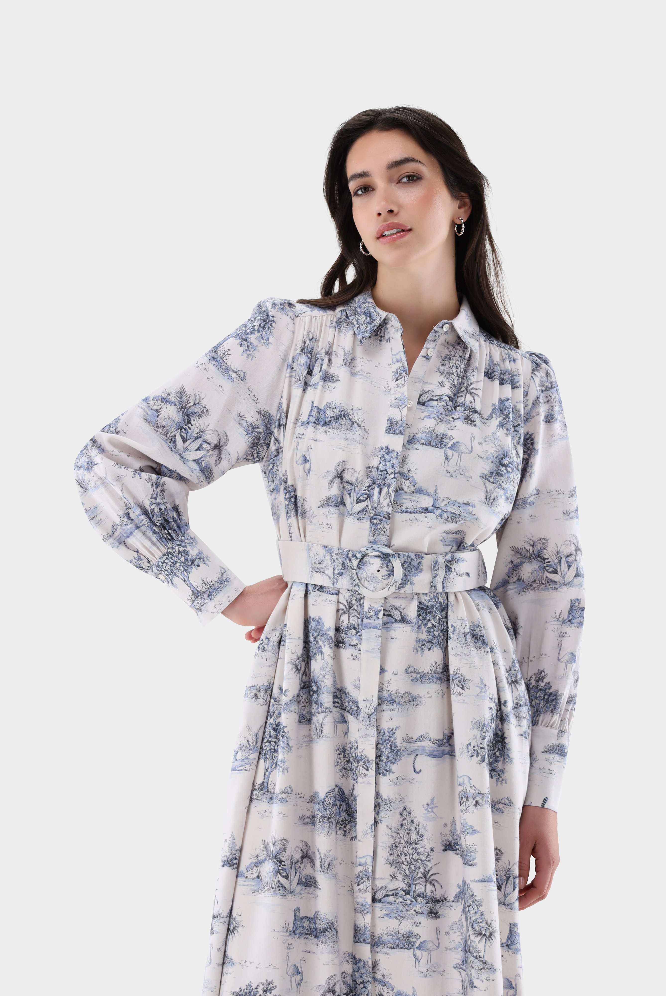 Flanell Hemdblusenkleid mit Print
