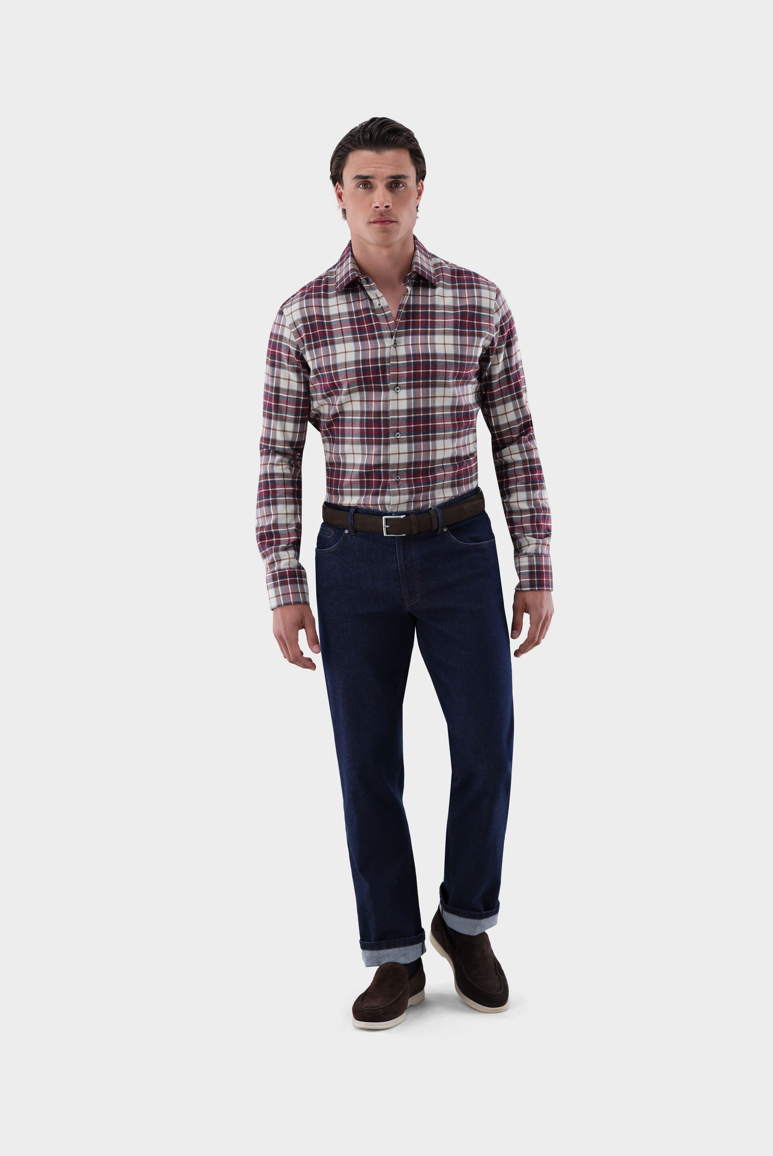 Flanellhemd kariert Tailor Fit günstig online kaufen