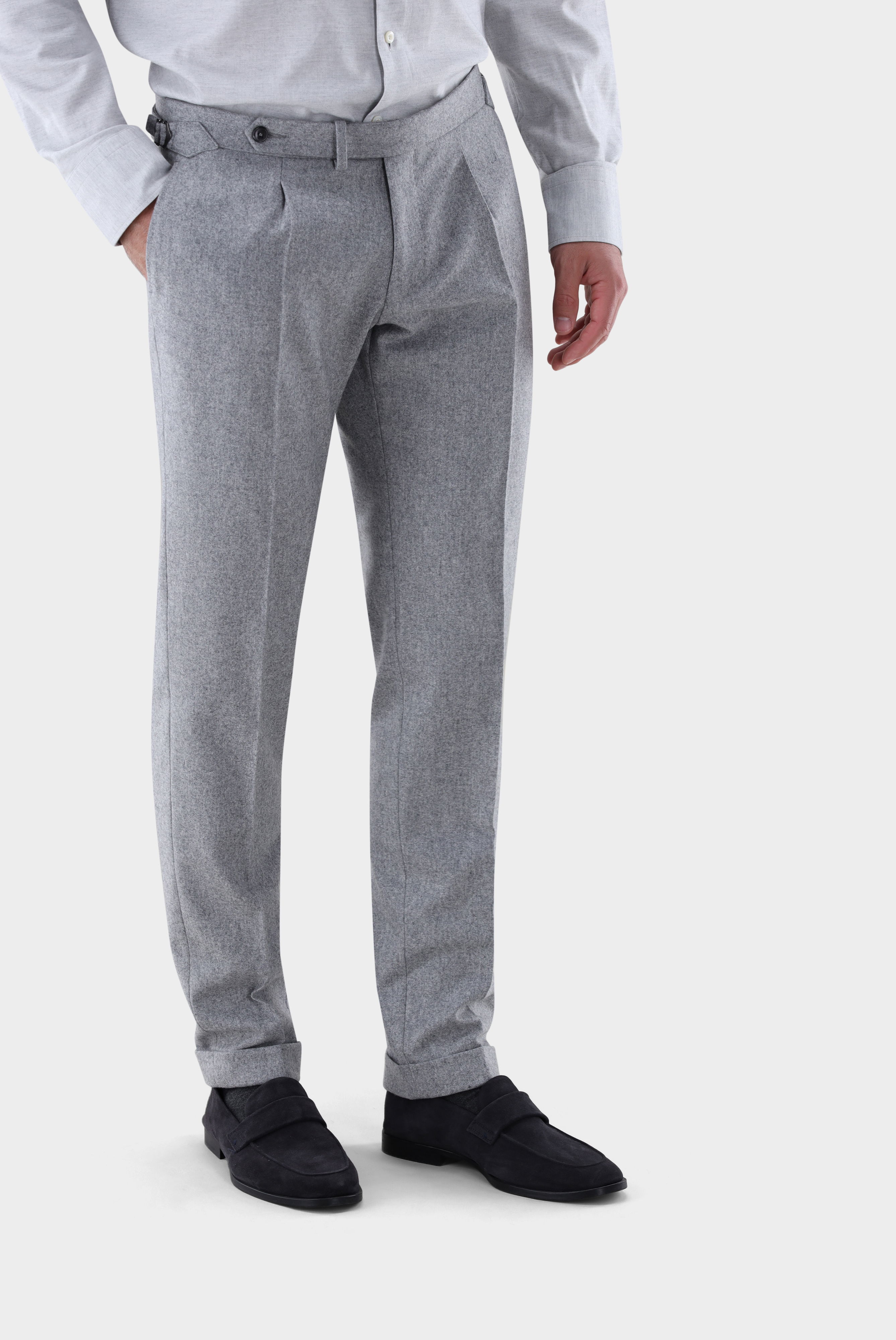 Hose aus Woll-Flanell mit Bundfalte