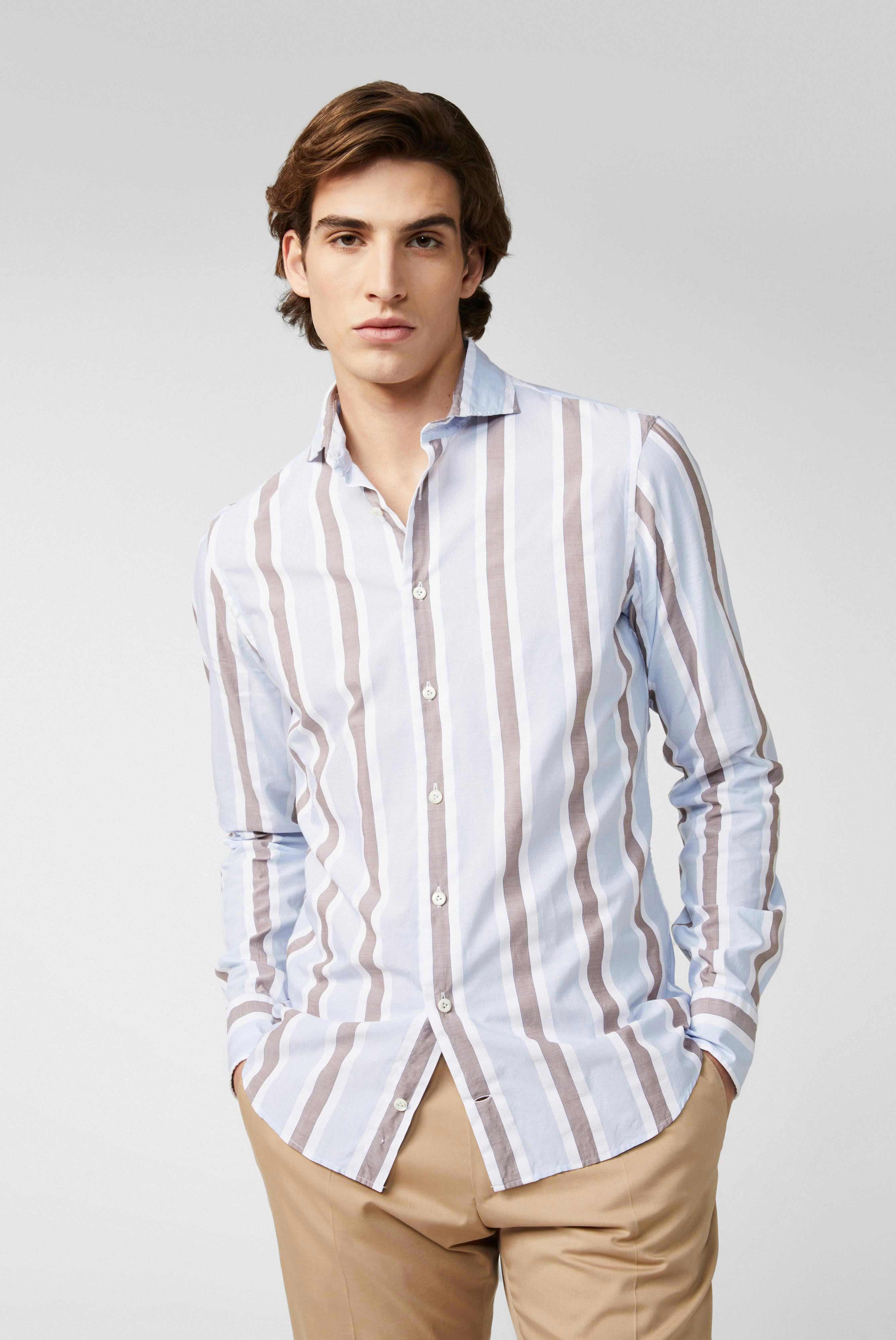 Light cotton poplin shirt striped