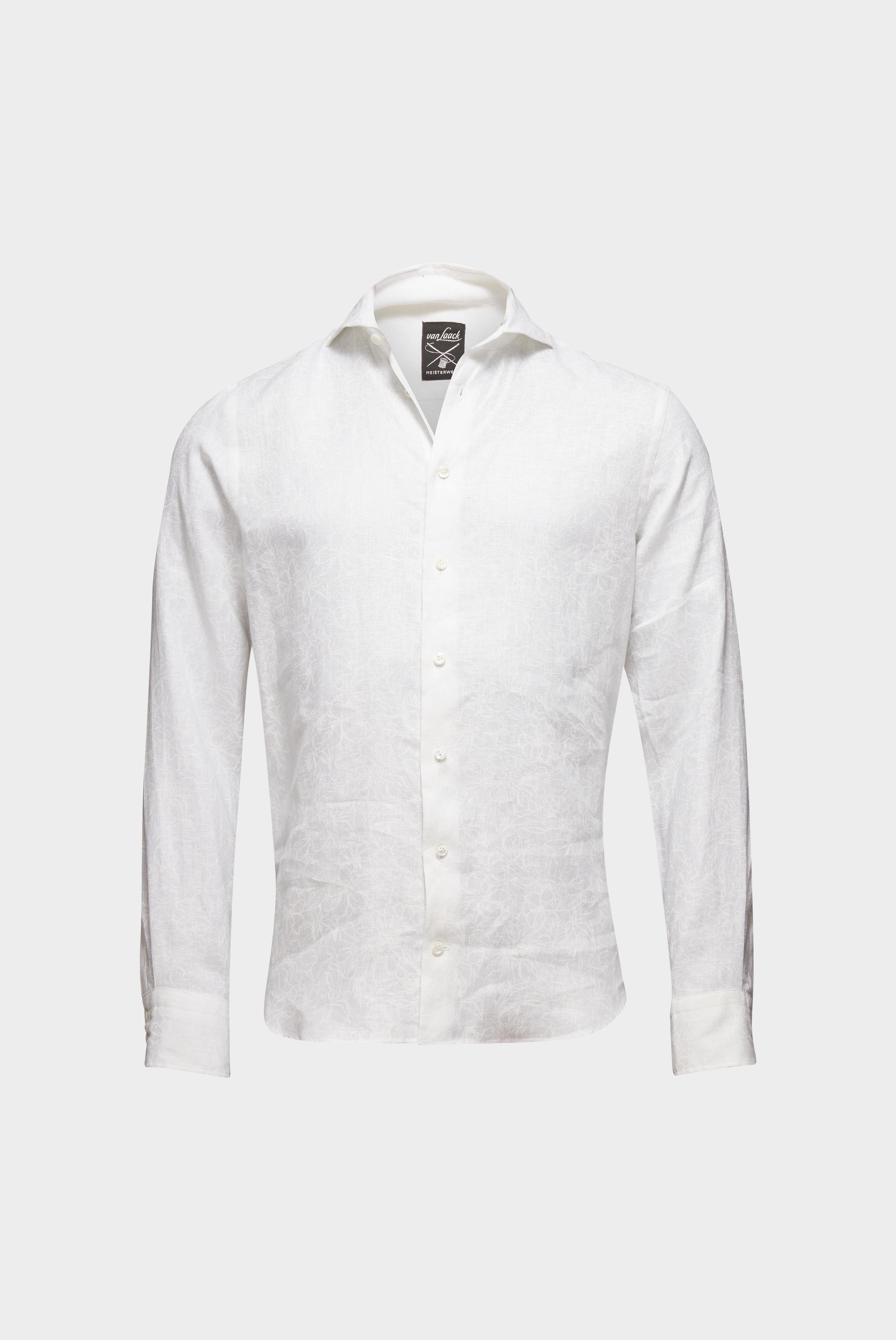 Casual Shirts+White-on-White Printed Linen Shirt Tailor Fit+20.2016.9V.170351.000.38