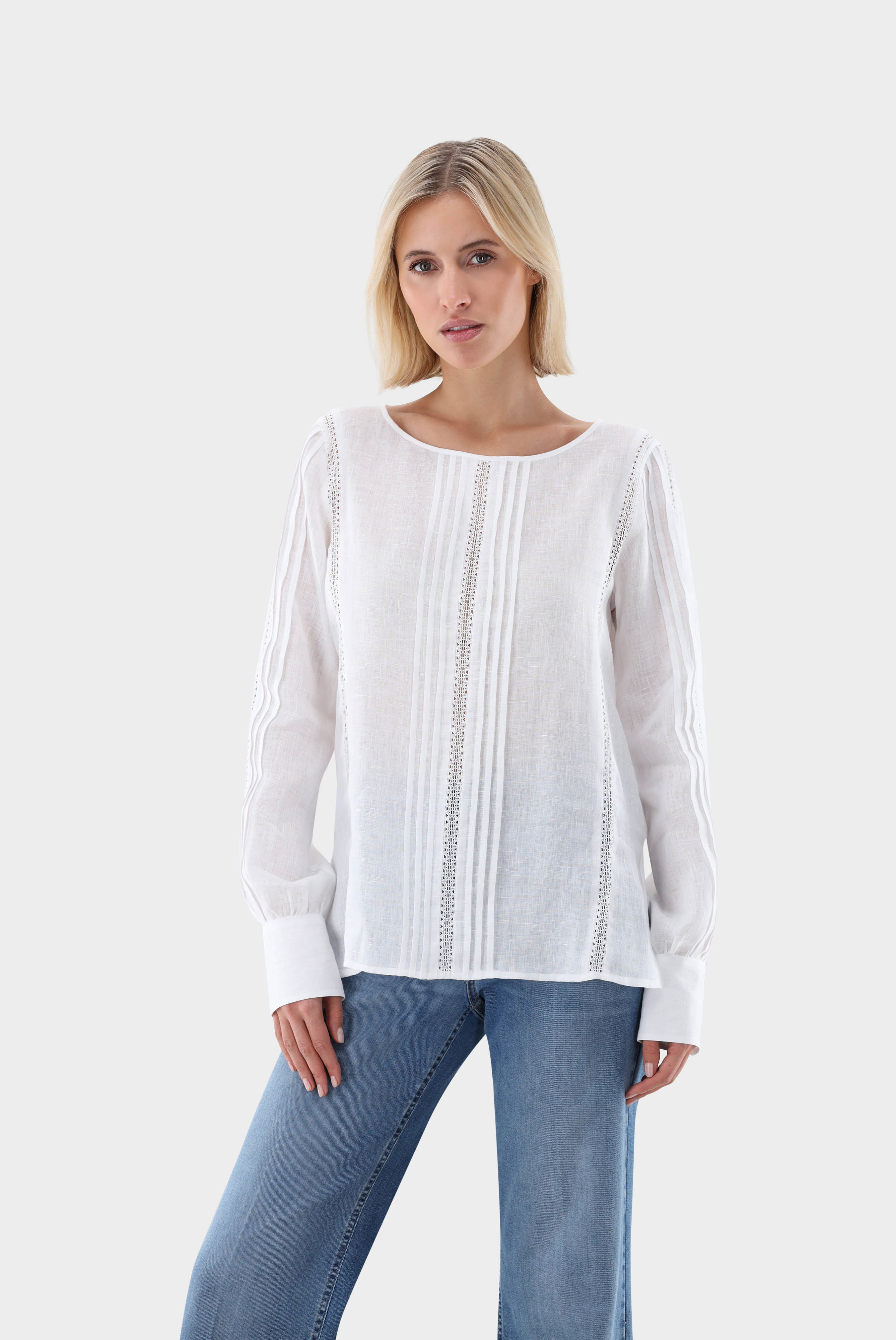 Slip on Blouse with Lace Inserts