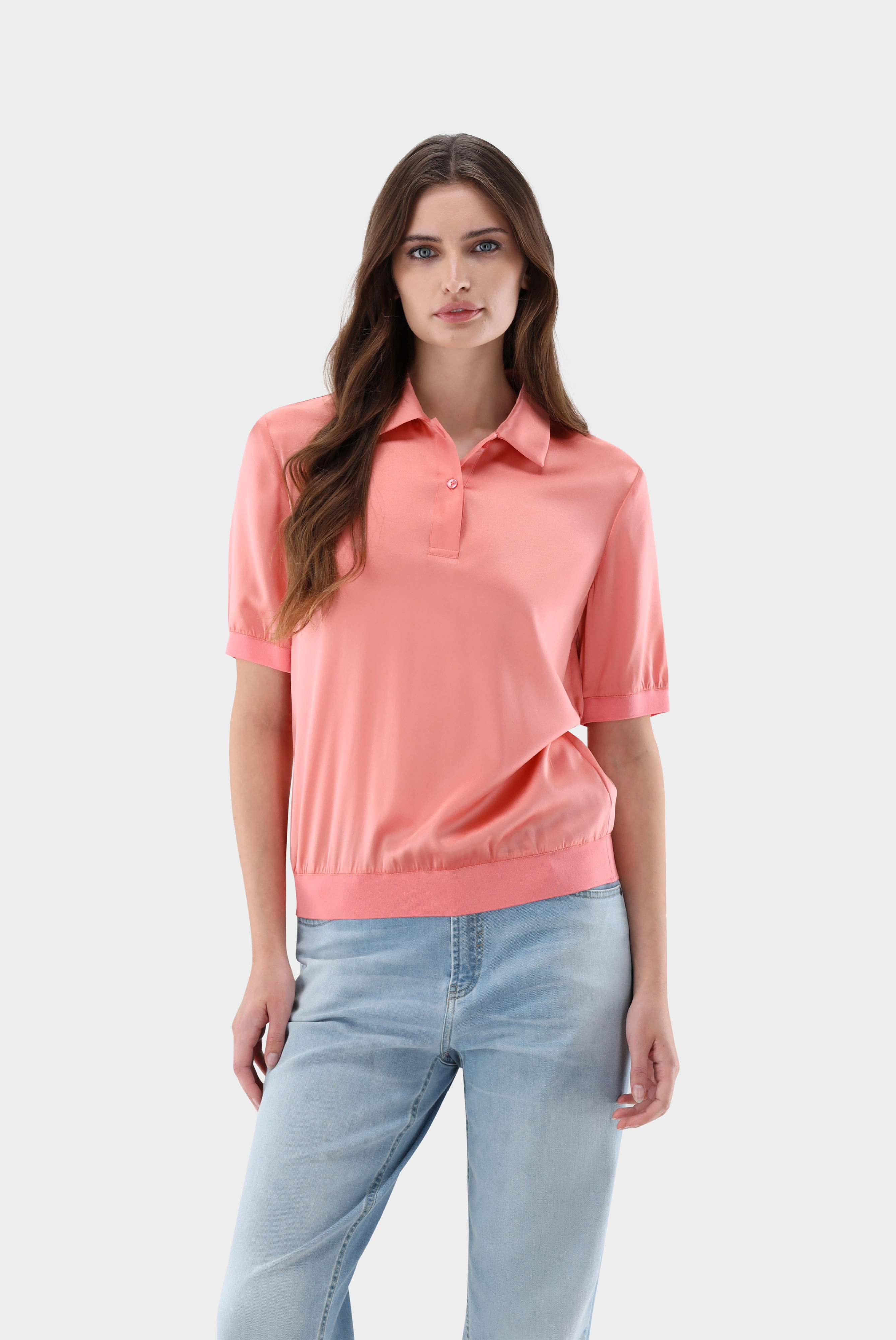 Poloshirt aus Seidensatin