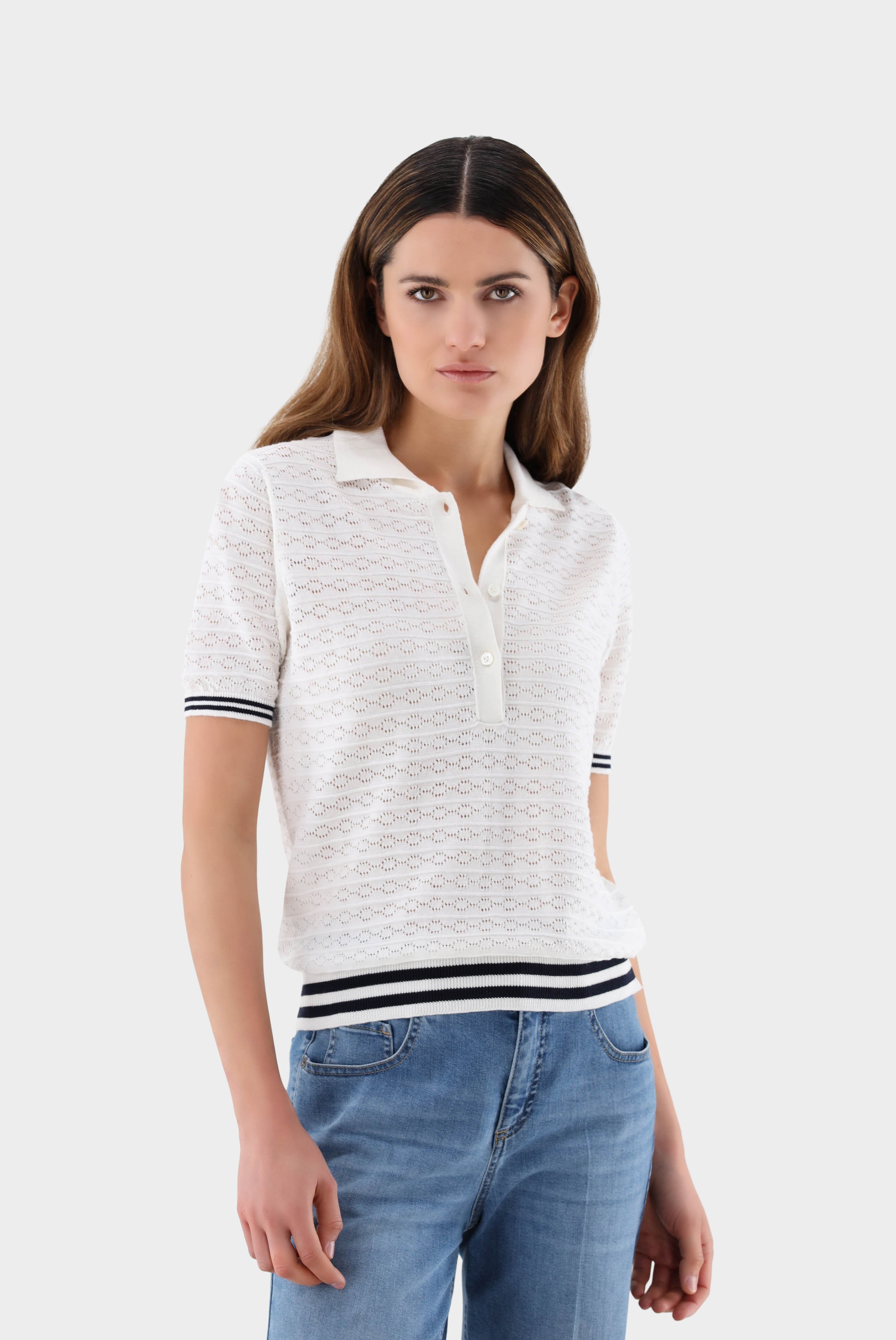 Sweaters & Cardigans+Knit Polo with Pointelle Pattern+09.9756..S00264.100.XL