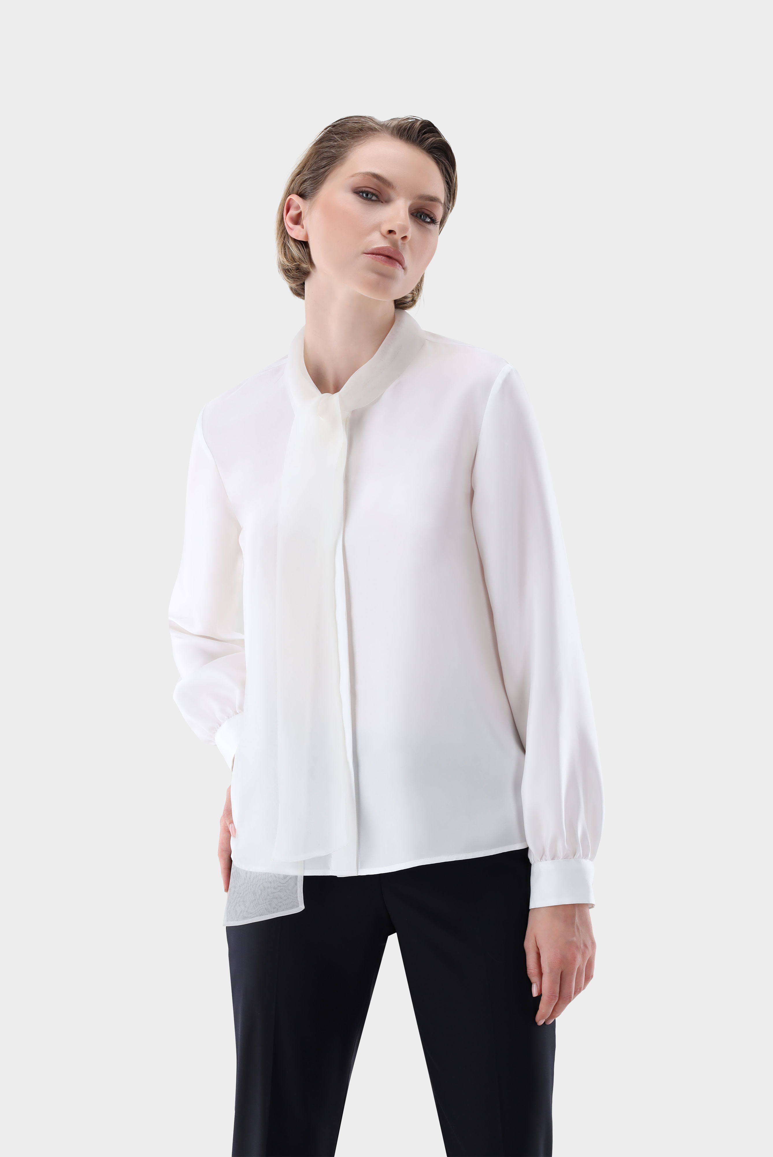 Seidenbluse mit Schluppe Boxy Fit