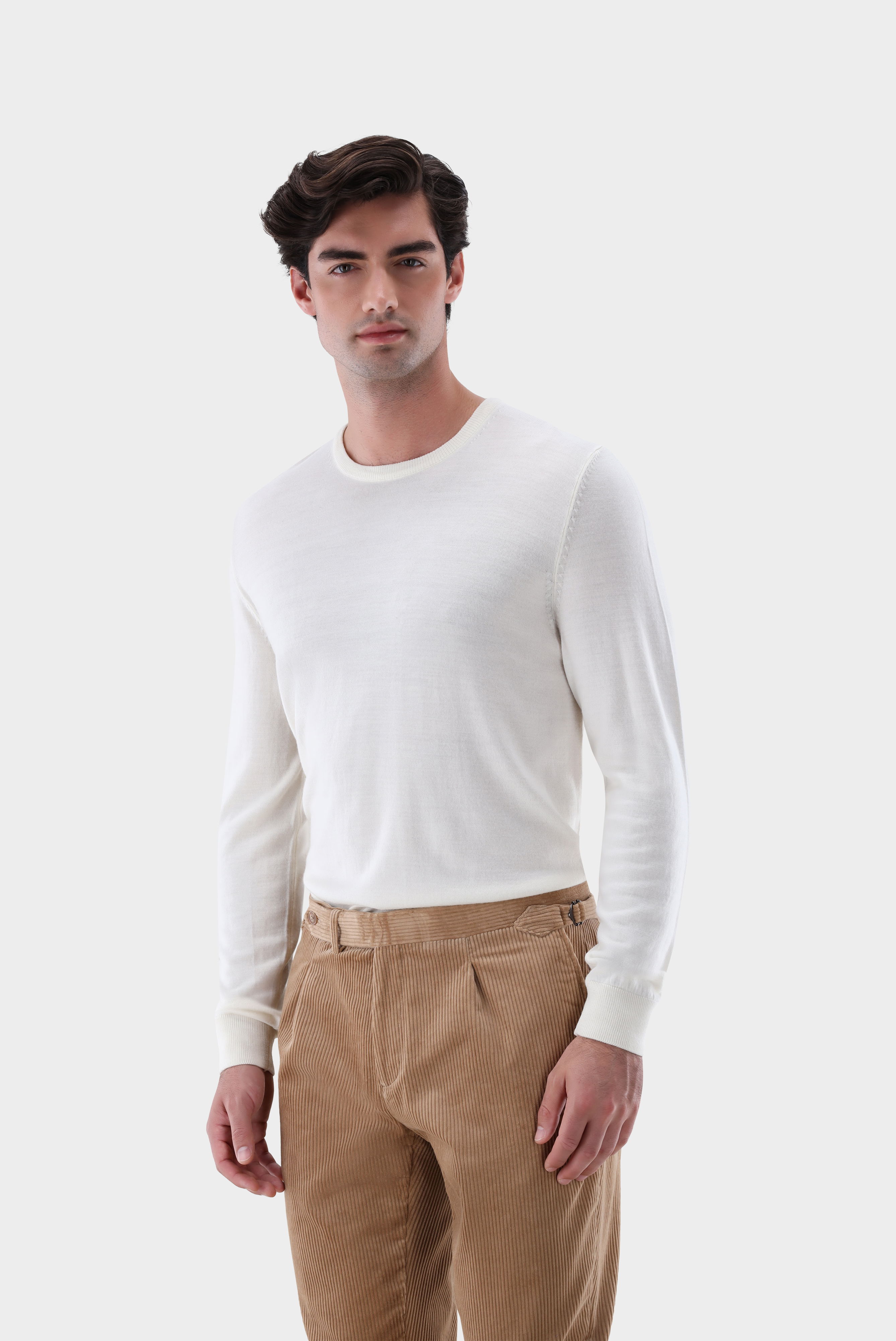 Rundhalspullover aus merzerisierter Merinowolle