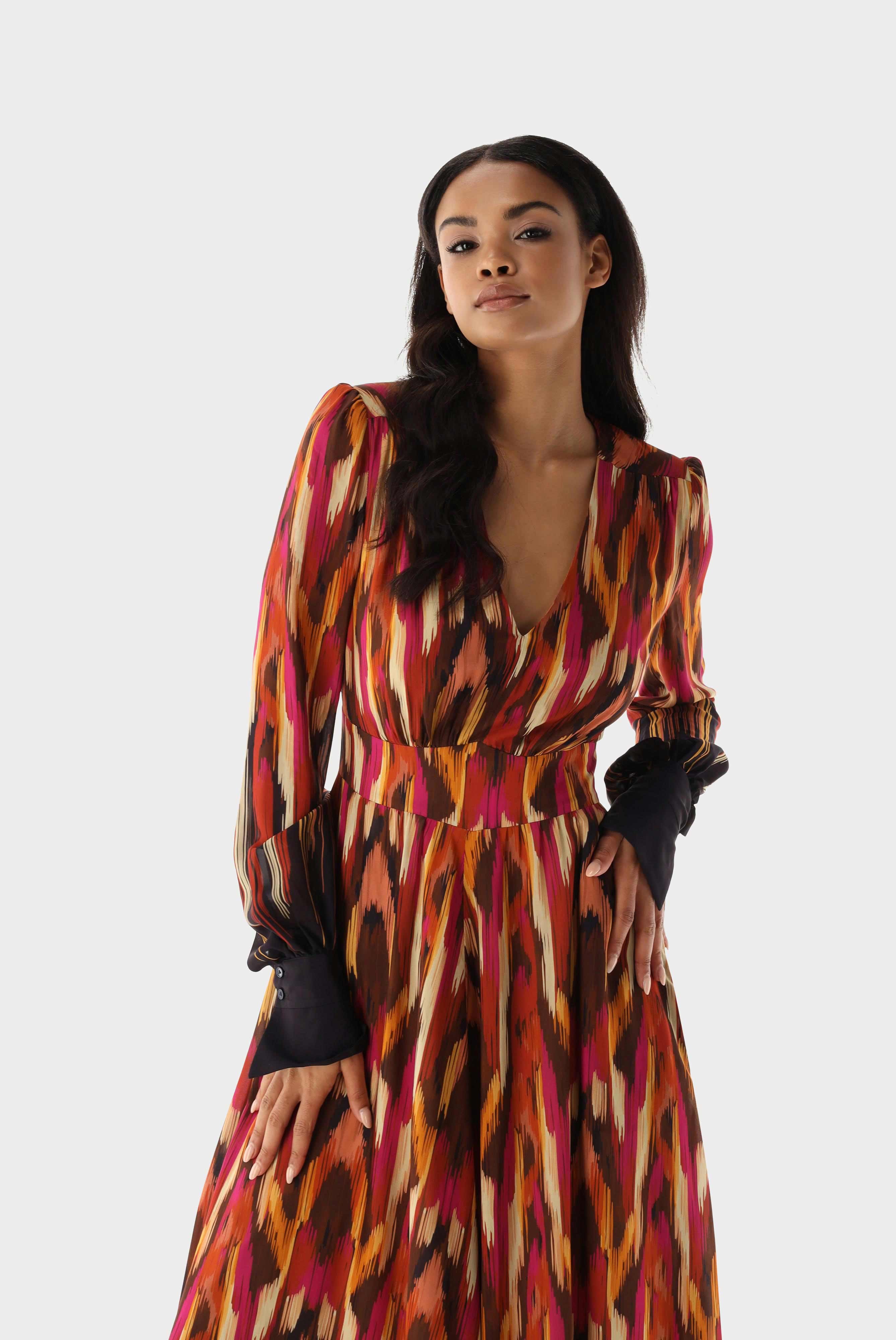Viscose Maxi-Slip-On-Dress with Art Print
