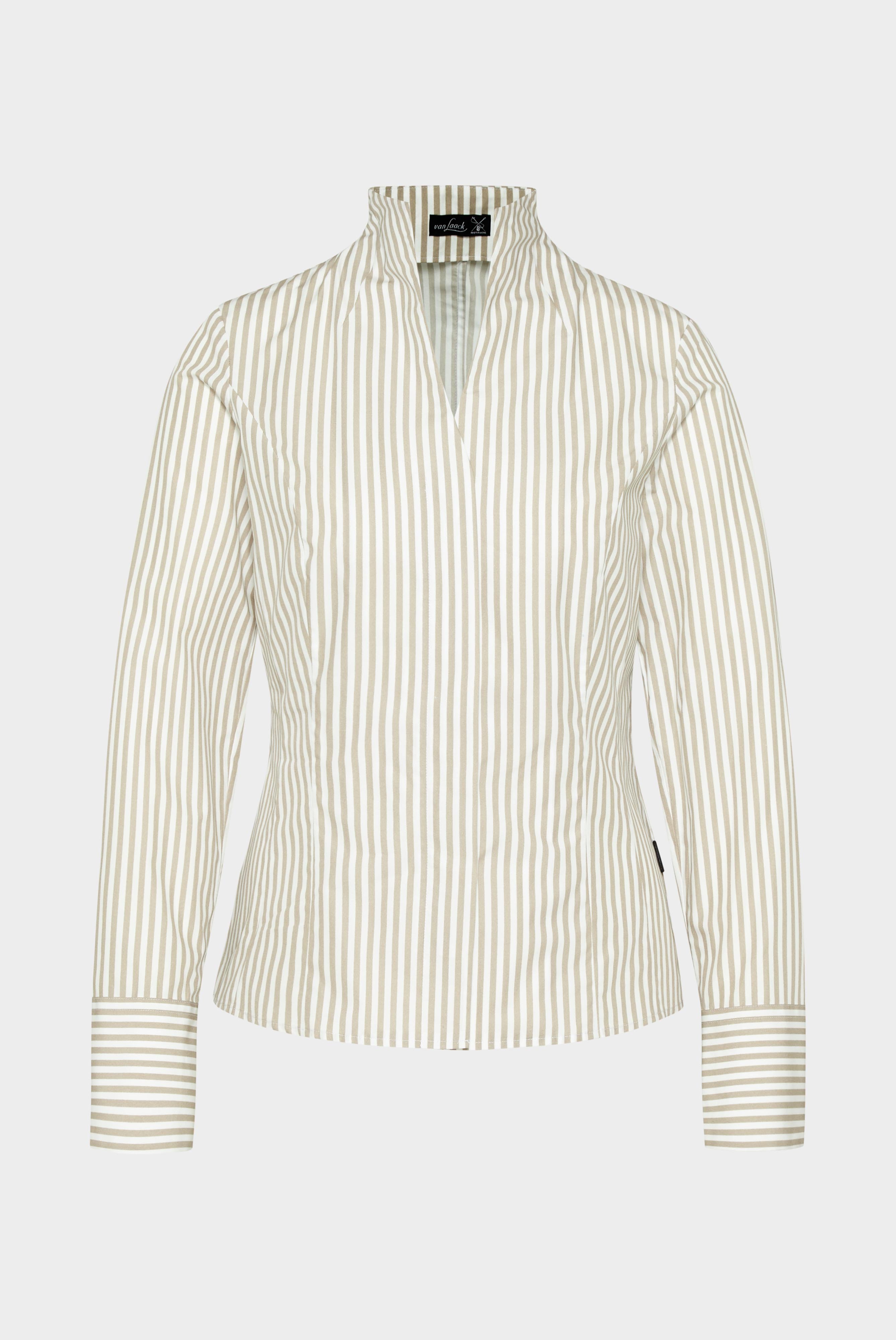 Business Blouses+Poplin chalice collar blouse beige striped+05.3612.FJ.170275.120.32