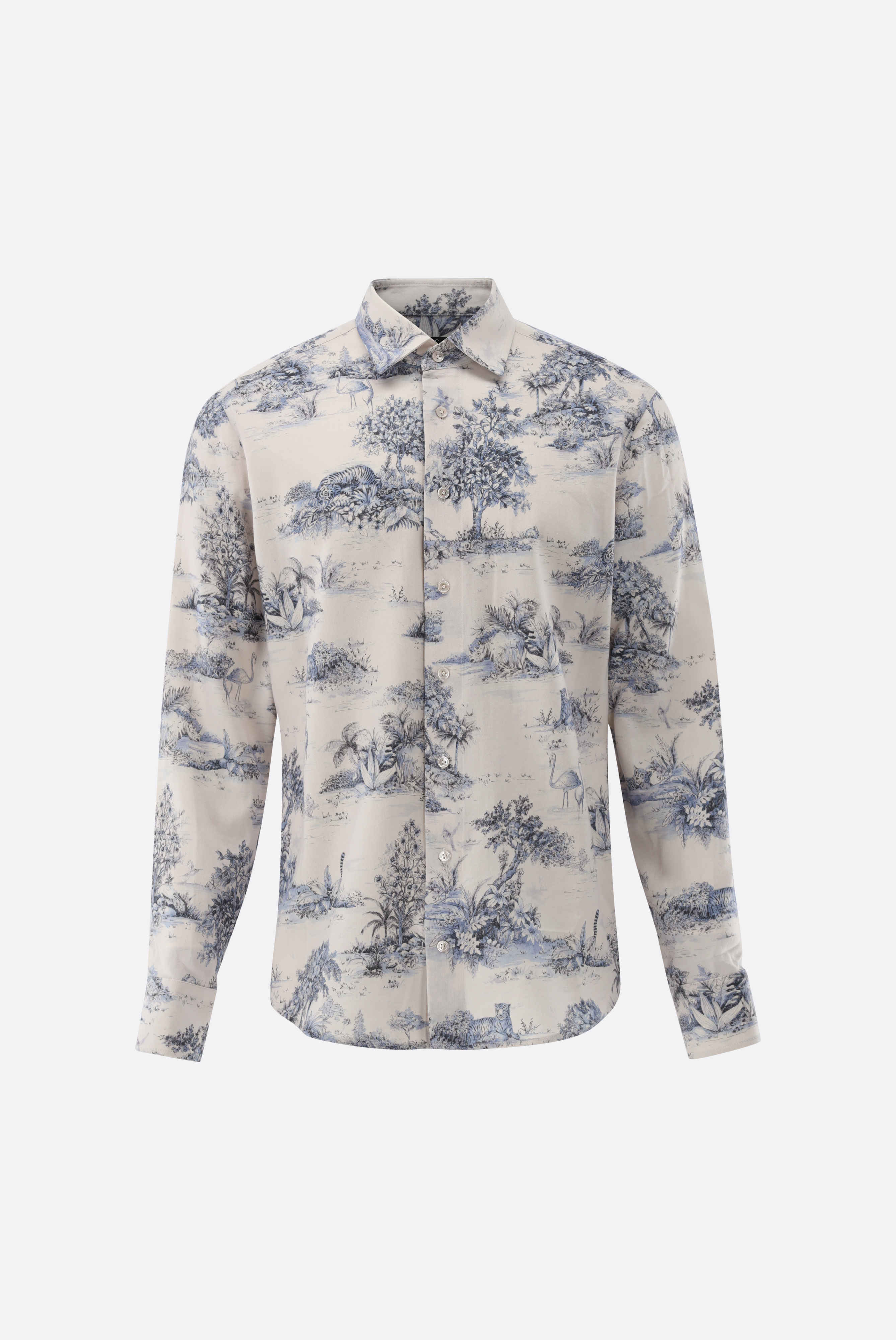 Flanellhemd mit Print und Kentkragen
